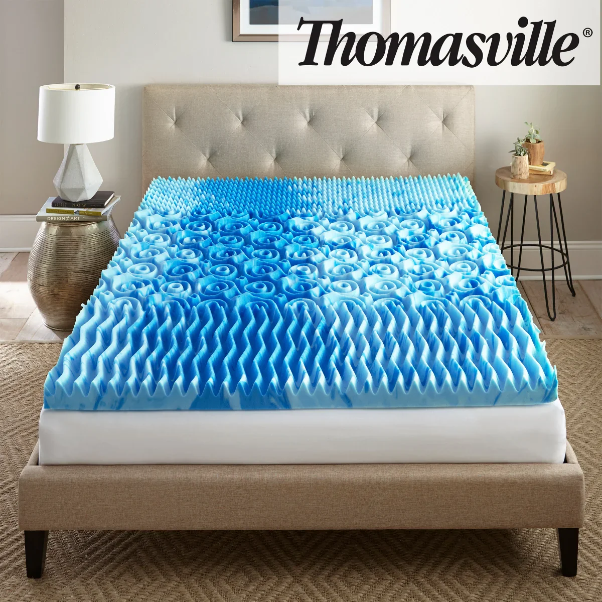 NEW - Thomasville 3in King Multi-Zone Cooling Gel Foam Mattress Topper - Retail $124 - Image 2