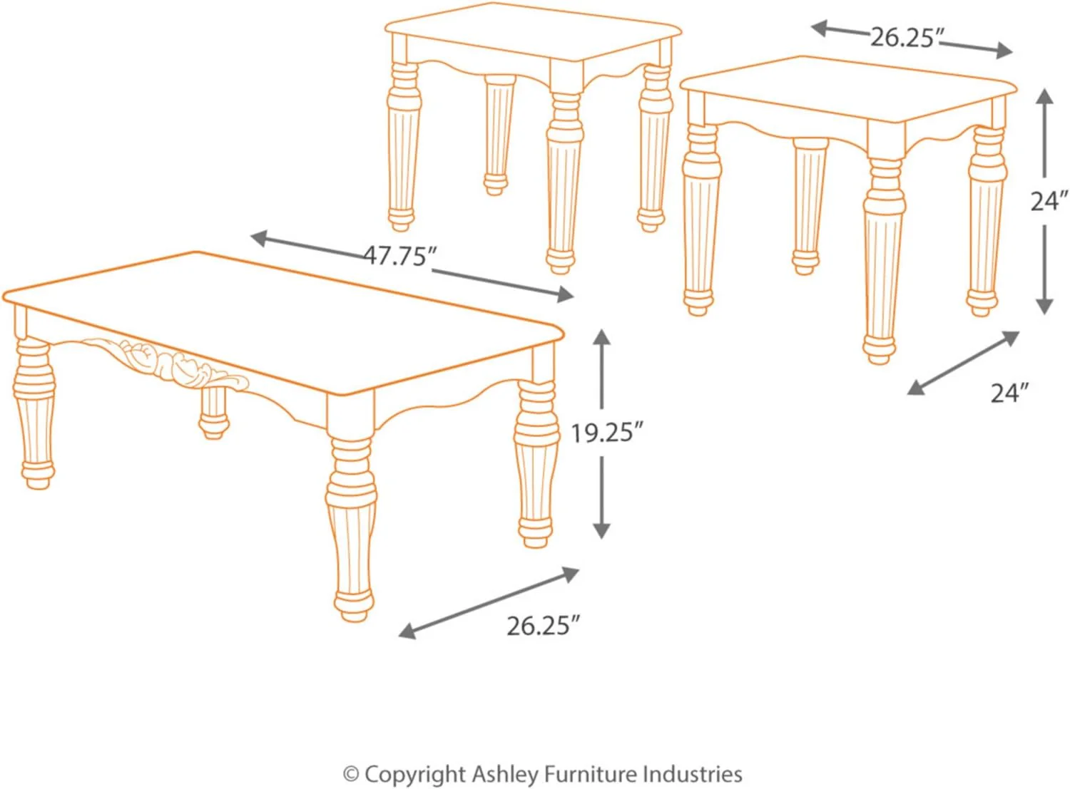 Signature Design by Ashley North Shore Traditional Faux Marble 3-Piece Table Set, Includes Coffee Table and 2 End Tables, Dark Brown - Retail $369 - Image 3