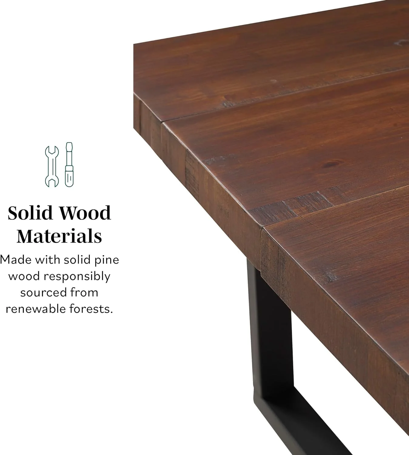 Walker Edison Andre Modern Solid Wood Dining Table, 72 Inch, Mahogany - Retail $225 - Image 3