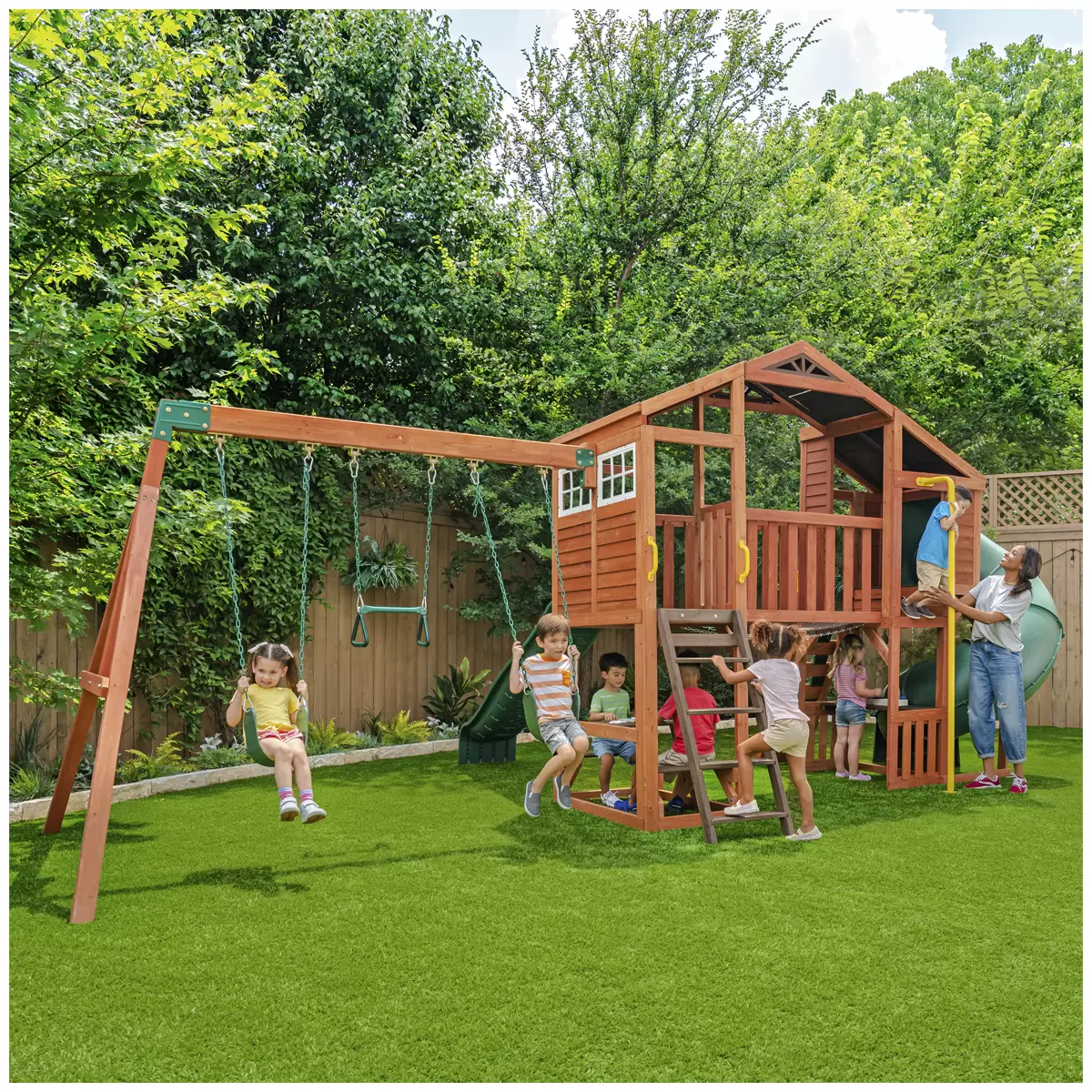 KidKraft Boulder Bluff 2 In 1 Wooden Playcentre And Swing Set - Retail $1299 - Image 2