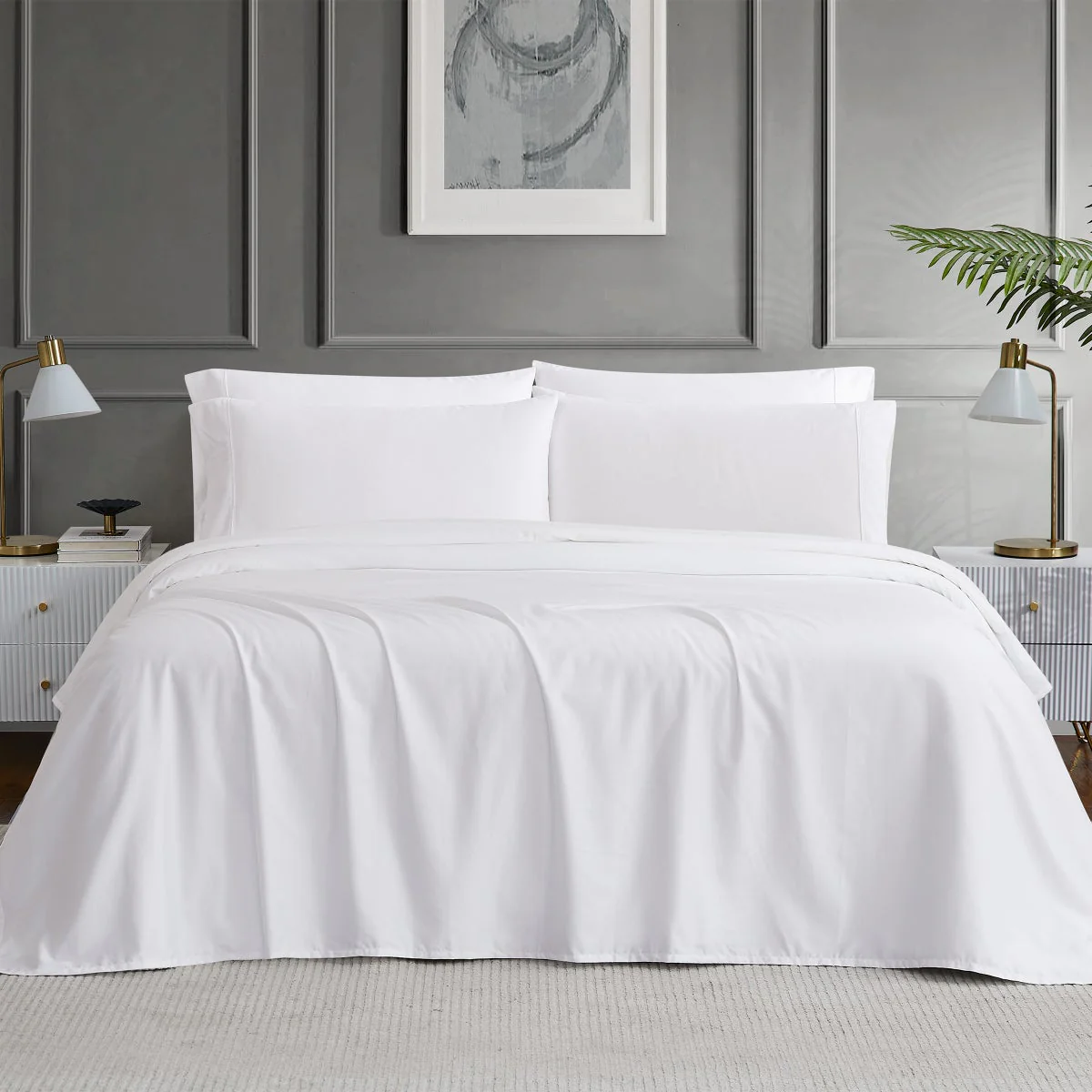 Hotel Signature Egyptian Cotton 400 Thread Count 6-piece Sheet Set, White, King - Image 2