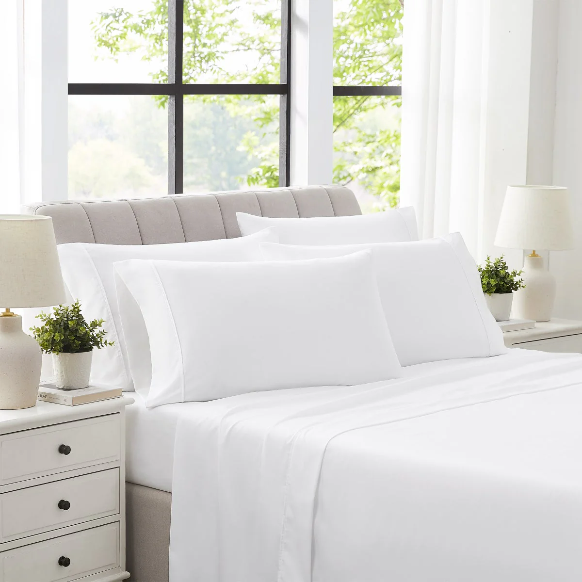 Hotel Signature Egyptian Cotton 400 Thread Count 6-piece Sheet Set, White, King - Image 3