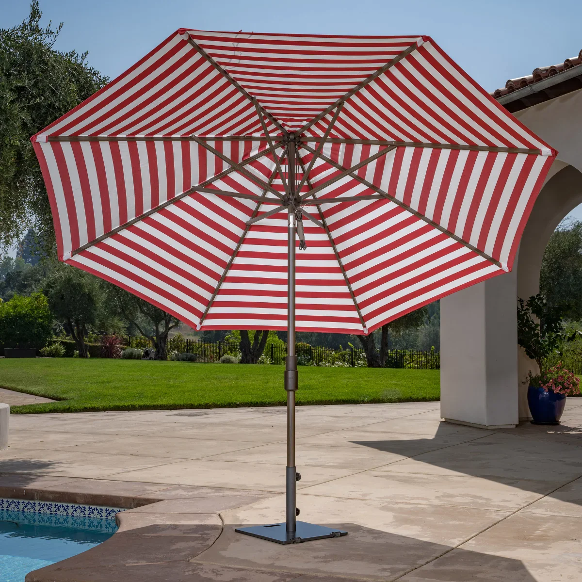 NEW - SunVilla 11’ Round Cabana Stripe Aluminum Market Umbrella - Retail $199 - Image 2