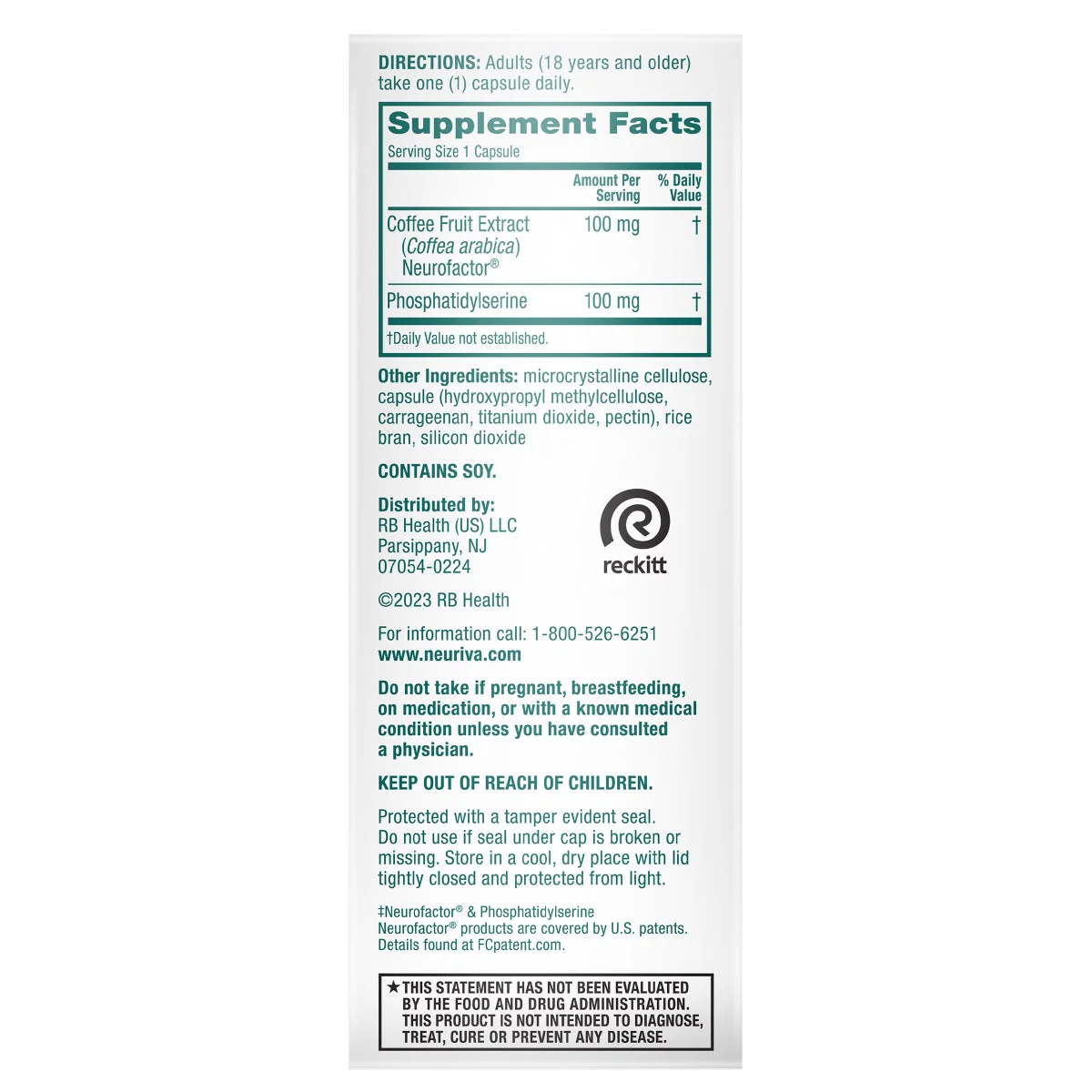 NEW - Neuriva Brain Supplement Original, 50 Capsules - Image 2