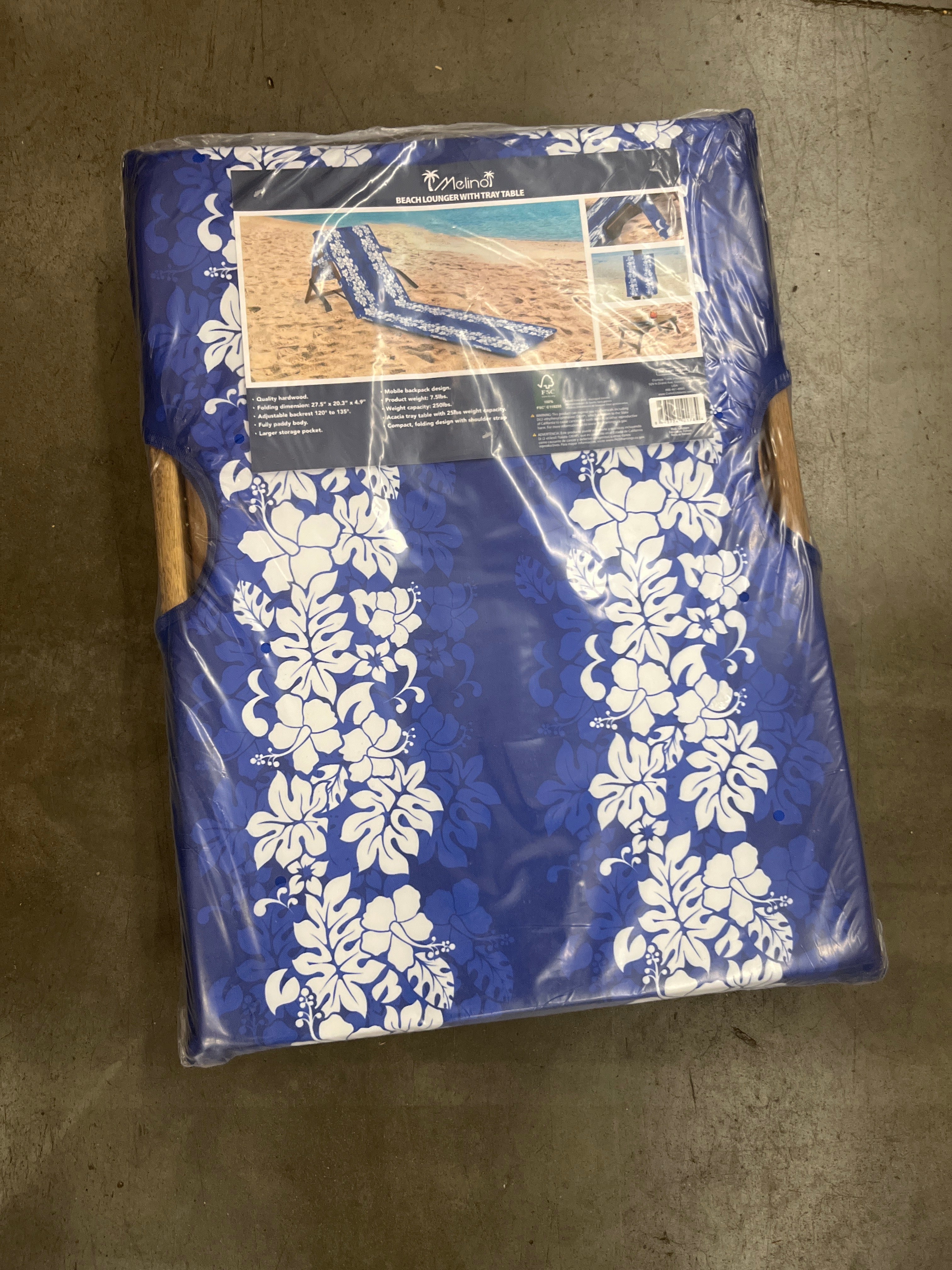 Melino Beach Lounger with Tray Table - Retail $40 - Image 7