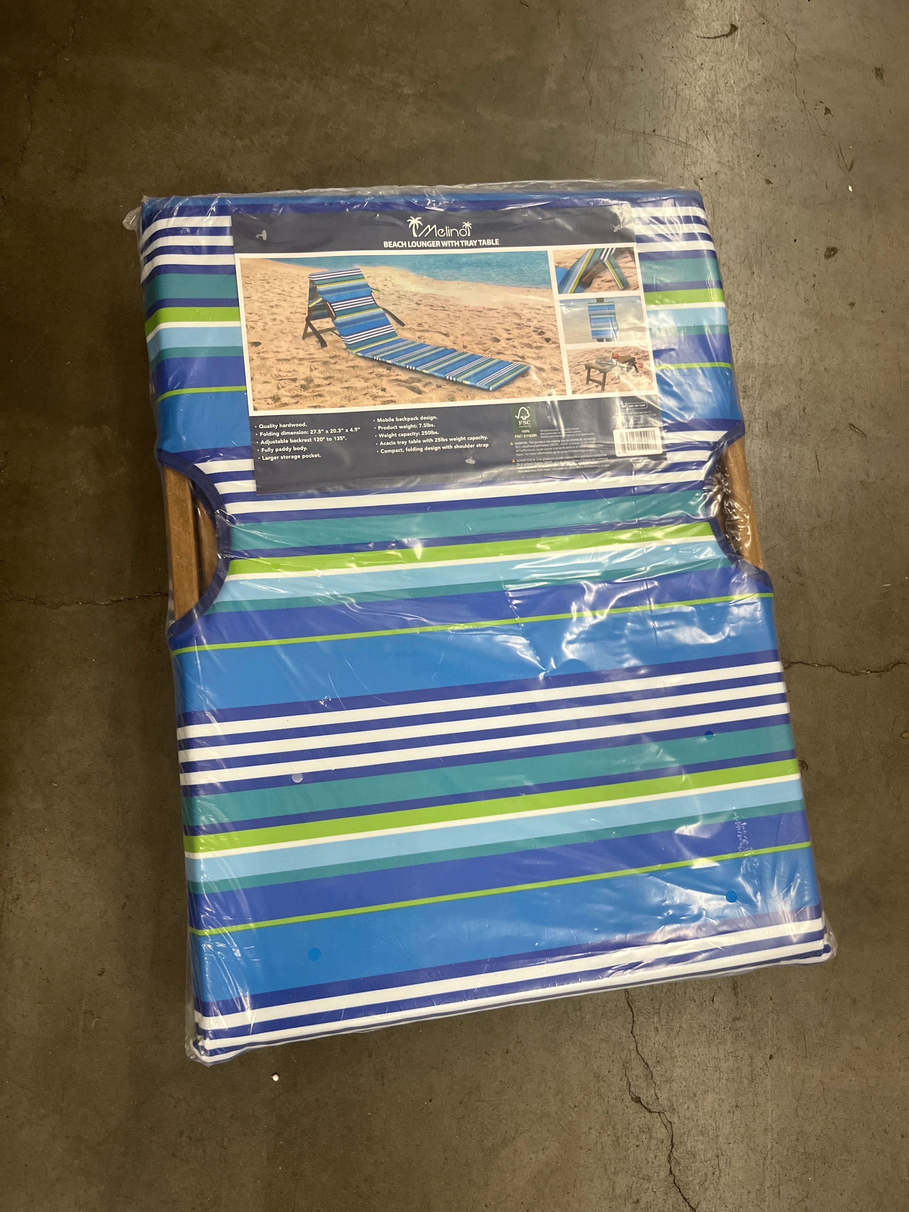 Melino Beach Lounger with Tray Table - Retail $40 - Image 7