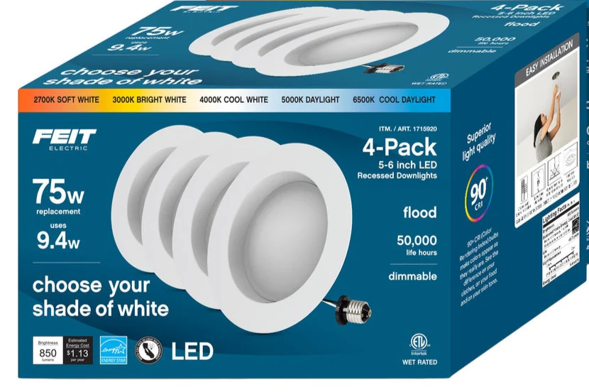 Feit Electric 75W Replacement 5-CCT LED Recessed Downlight 4PK