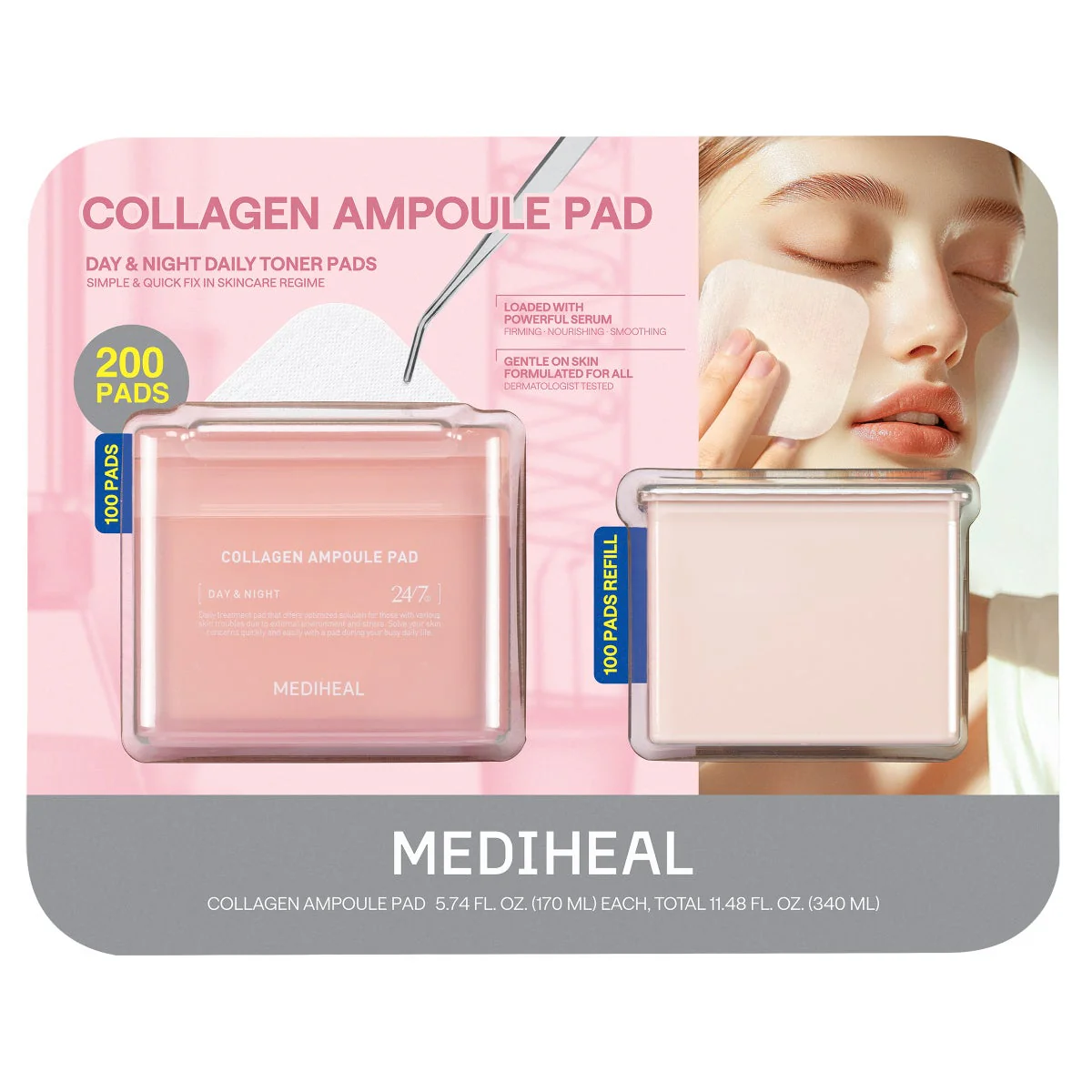 Mediheal Collagen Pad Set 100 Pads & Pad Refill - Image 3