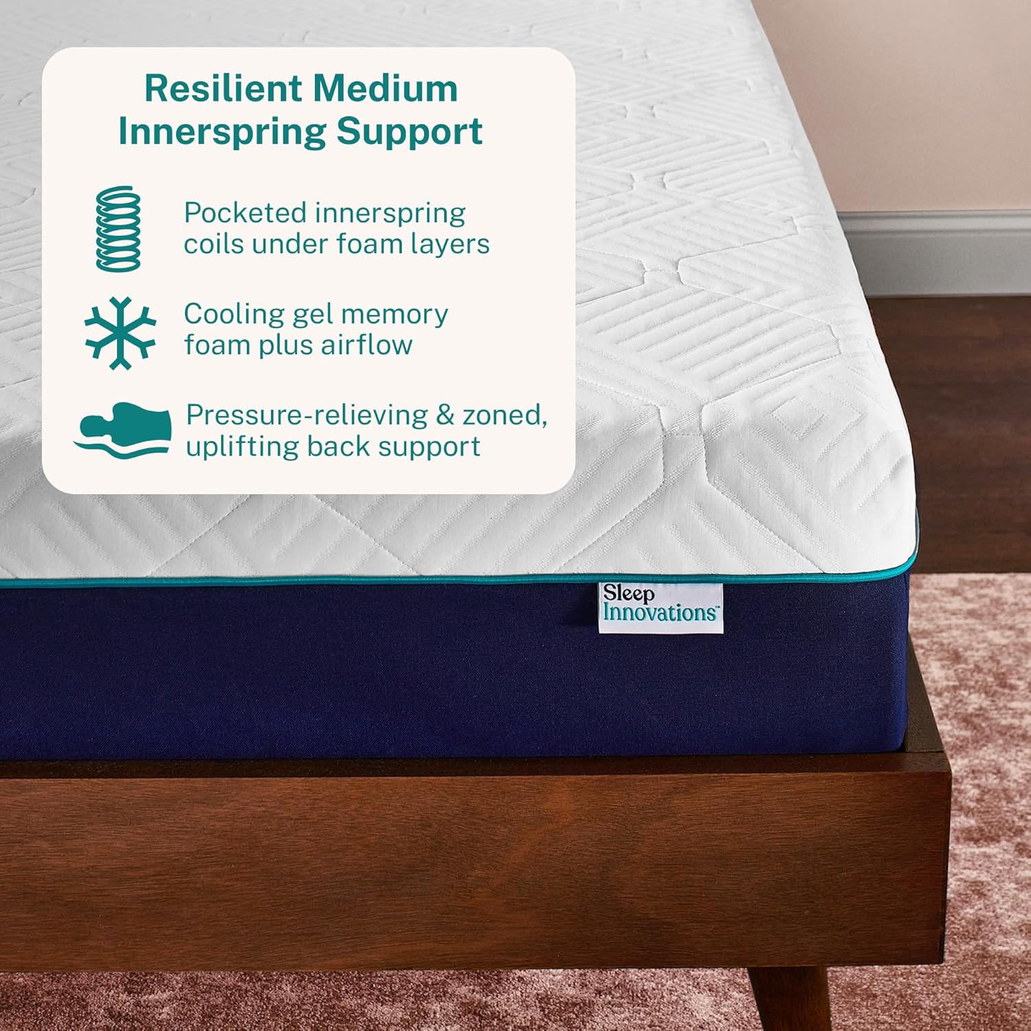 NEW - Sleep Innovations Shiloh Queen Hybrid 12 Inch Cooling Gel Memory Foam and Innerspring Coil Mattress, Queen Size, Bed in a Box, Cradling Medium Support - Retail $499 - Image 5
