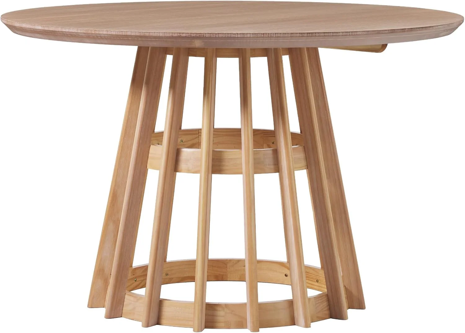 Walker Edison Scandinavian Slatted Wood Pedestal Base Dining Table, 48 Inch - Retail $399 - Image 2