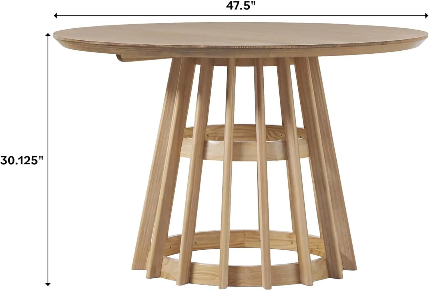 Walker Edison Scandinavian Slatted Wood Pedestal Base Dining Table, 48 Inch - Retail $399 - Image 3