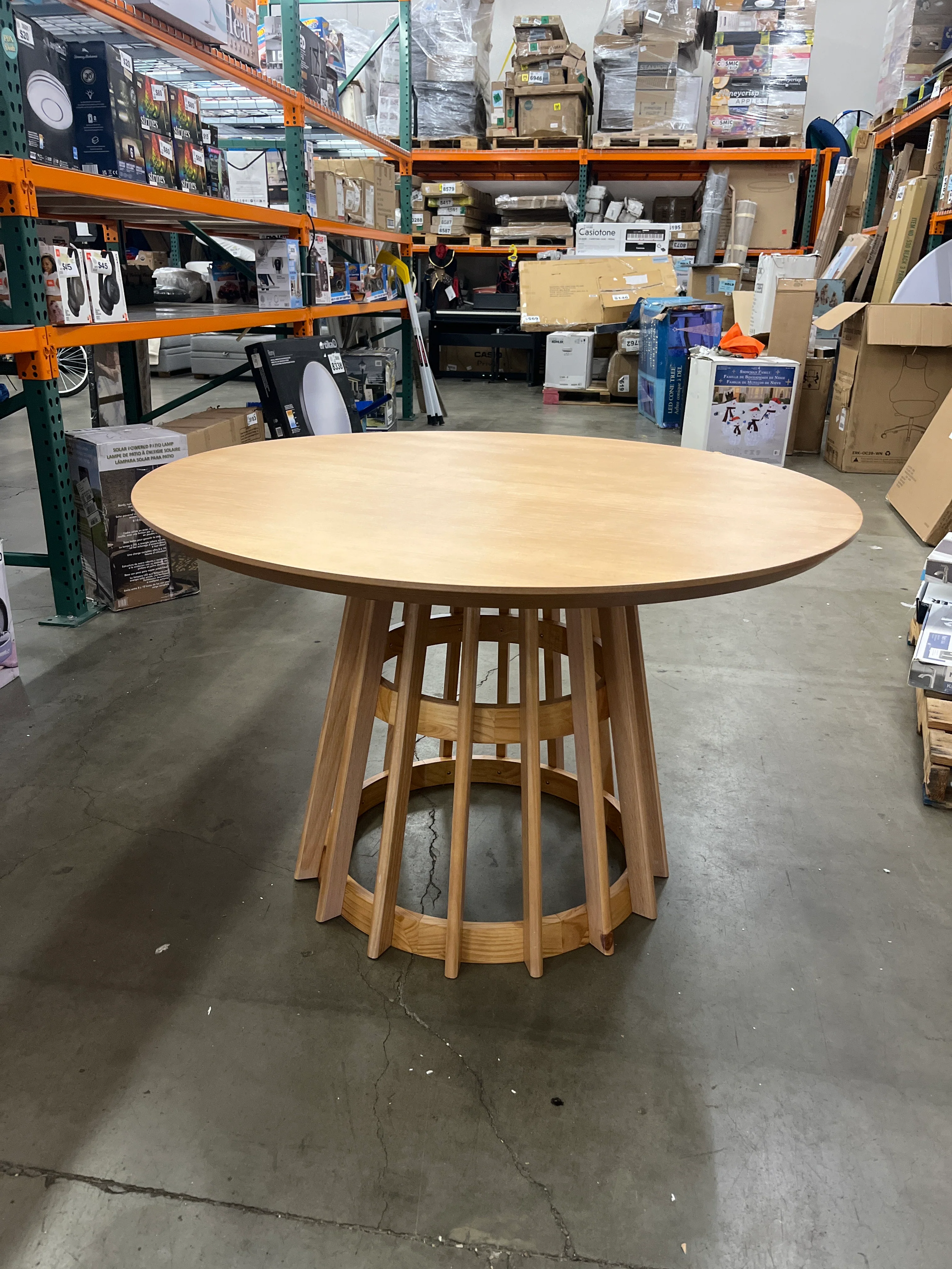 Walker Edison Scandinavian Slatted Wood Pedestal Base Dining Table, 48 Inch - Retail $399 - Image 8