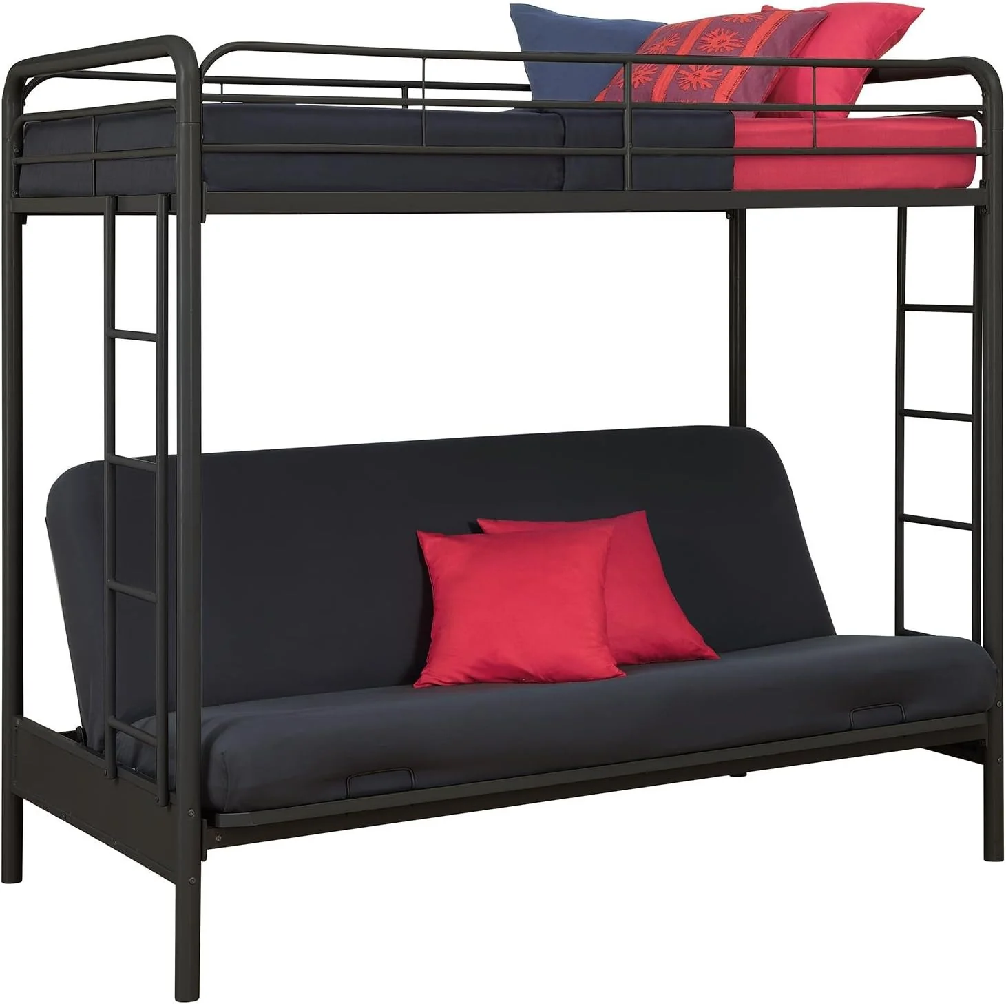 NEW - DHP Sammie Twin over Futon Metal Bunk Bed, Black - Retail $268 - Image 4