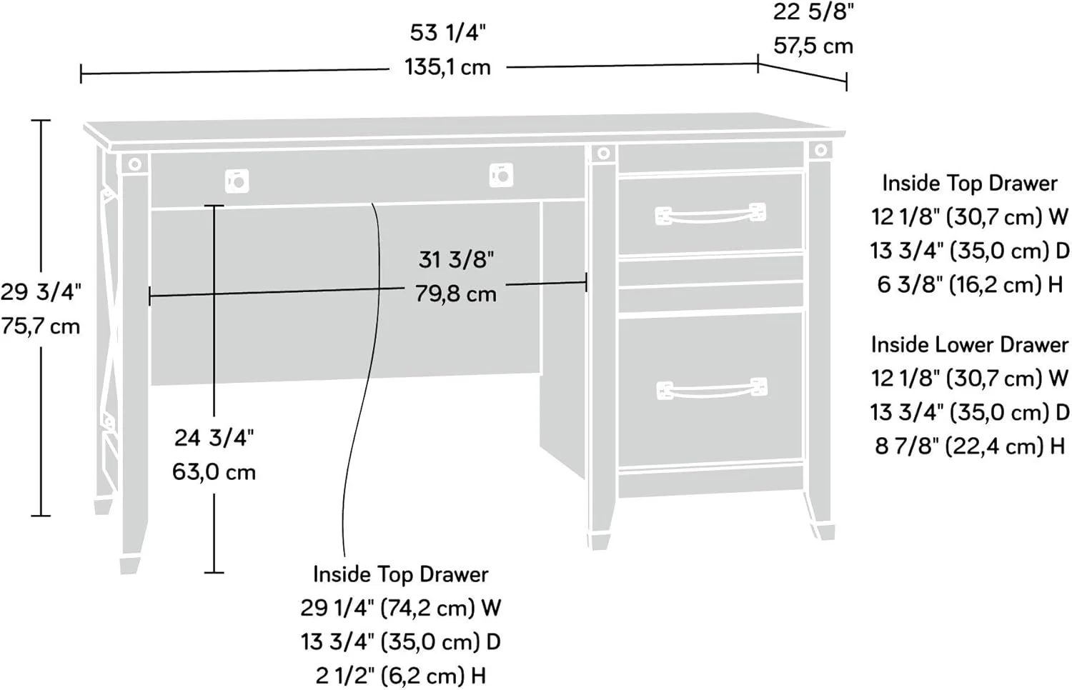 NEW - Sauder Carson Forge Desk, Washington Cherry finish - Retail $264 - Image 3