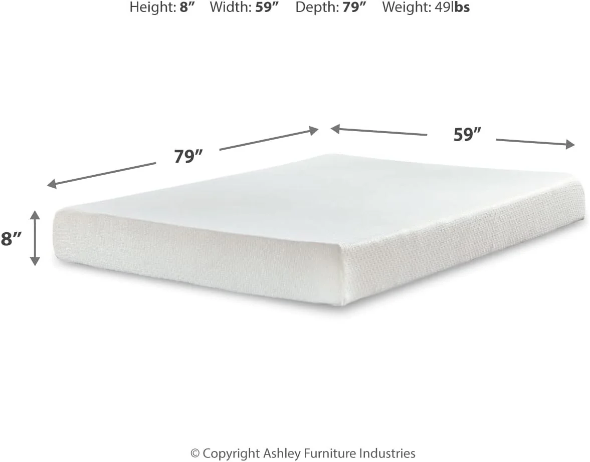 NEW - Signature Design by Ashley Queen Size Chime 8 Inch Medium Firm Gel Memory Foam Mattress with Green Tea & Charcoal Extract - Retail $259 - Image 3