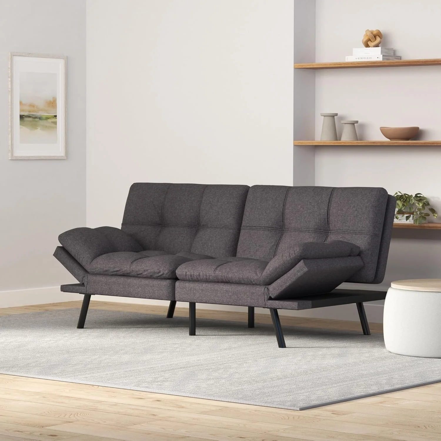 MUUEGM Futon Sofa Bed Couch Memory Foam Futon Convertible Couch Bed Sleeper,Modern Love Seat Daybed Sofa for Living Room,Small Space,Office,71",Adjustable Backrests Armrests,Grey - Image 3