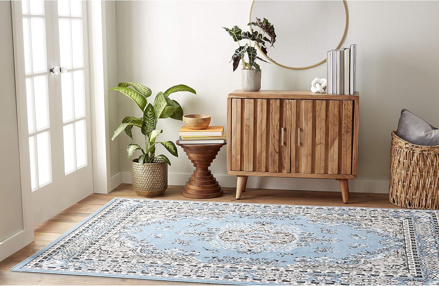 NEW - Home Dynamix Premium Sakarya Traditional Medallion Border Area Rug, Blue, 7ft 8in x 10ft 7in Rectangle - Retail $149 - Image 3