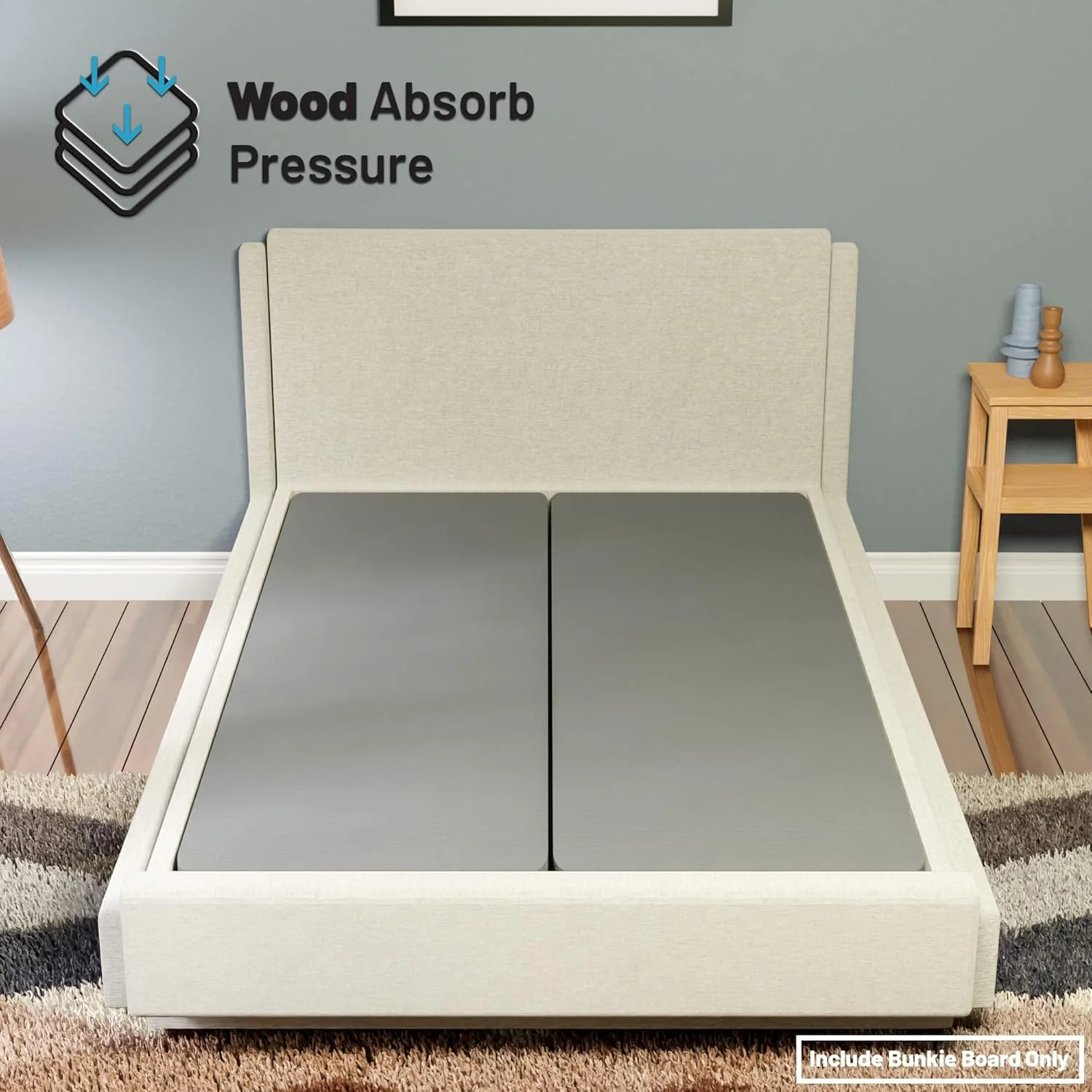 Greaton QUEEN, 1.5-Inch Split Fully Assembled Bunkie Board for Mattress/Bed Support, Queen, Grey. - Retail $109 - Image 2