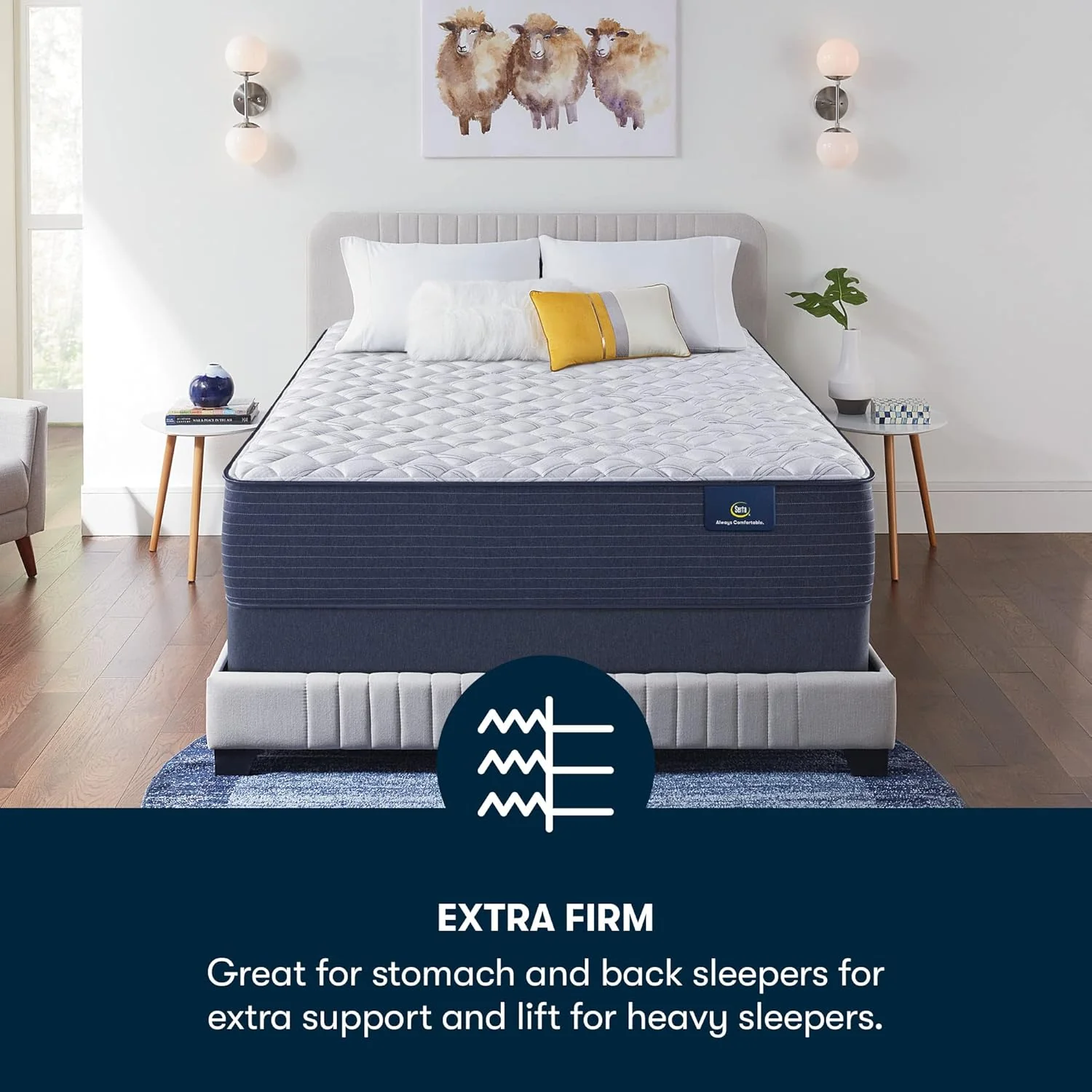NEW - Serta - 13" Clarks Hill Elite Extra Firm King Mattress, Comfortable, Cooling, Supportive, CertiPur-US Certified, White/Blue - Retail $899 - Image 3