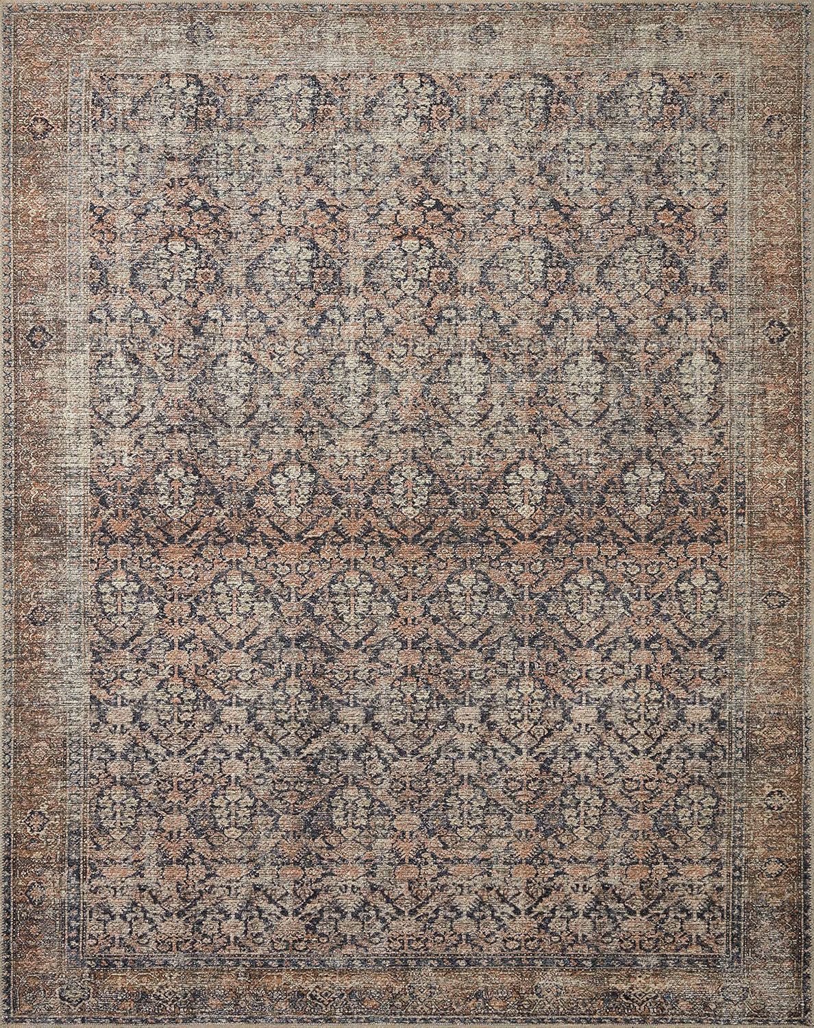 NEW - Loloi 6ft x 9ft Amber Lewis x Billie Collection, Ink & Salmon 6ft x 9ft Area Rug Antique & Distressed Accent Rugs for Living Room, Bedroom, Entryway & Hallway, No Shed High Traffic Area Home Decor Rug - Retail $120