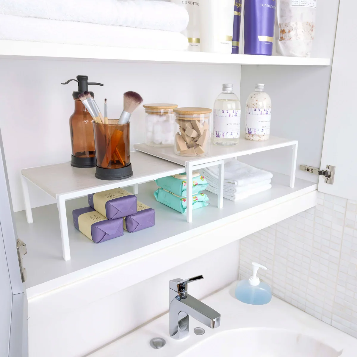 Smart Design White Shelf Organizer, Set of 2 - Retail $24 - Image 3