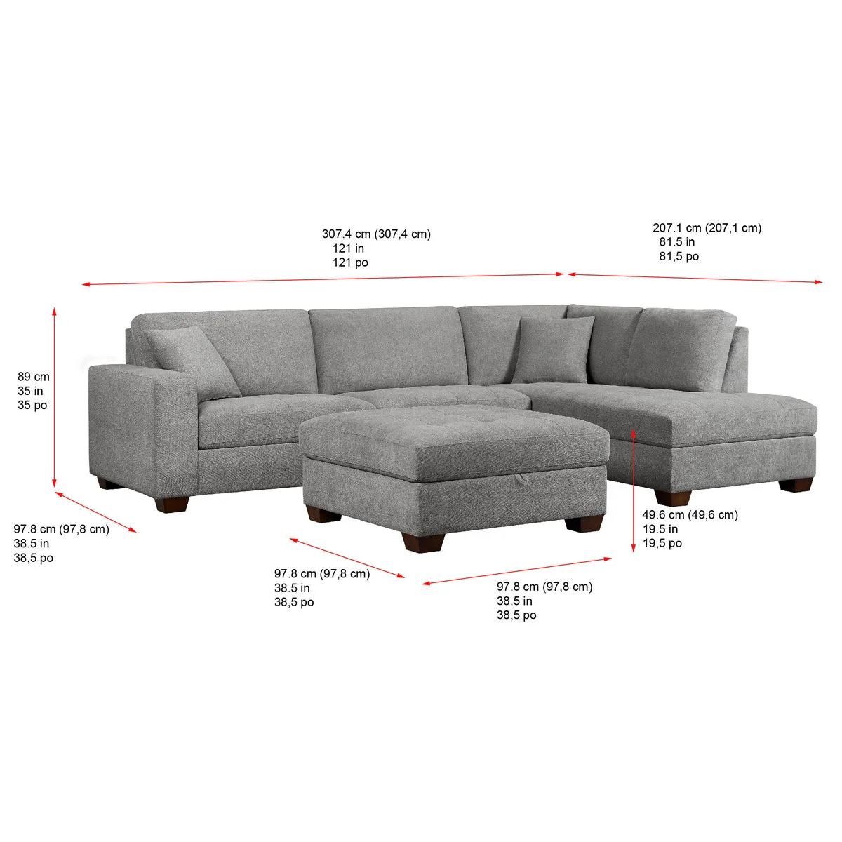 Thomasville Miles Fabric Sectional - Image 3