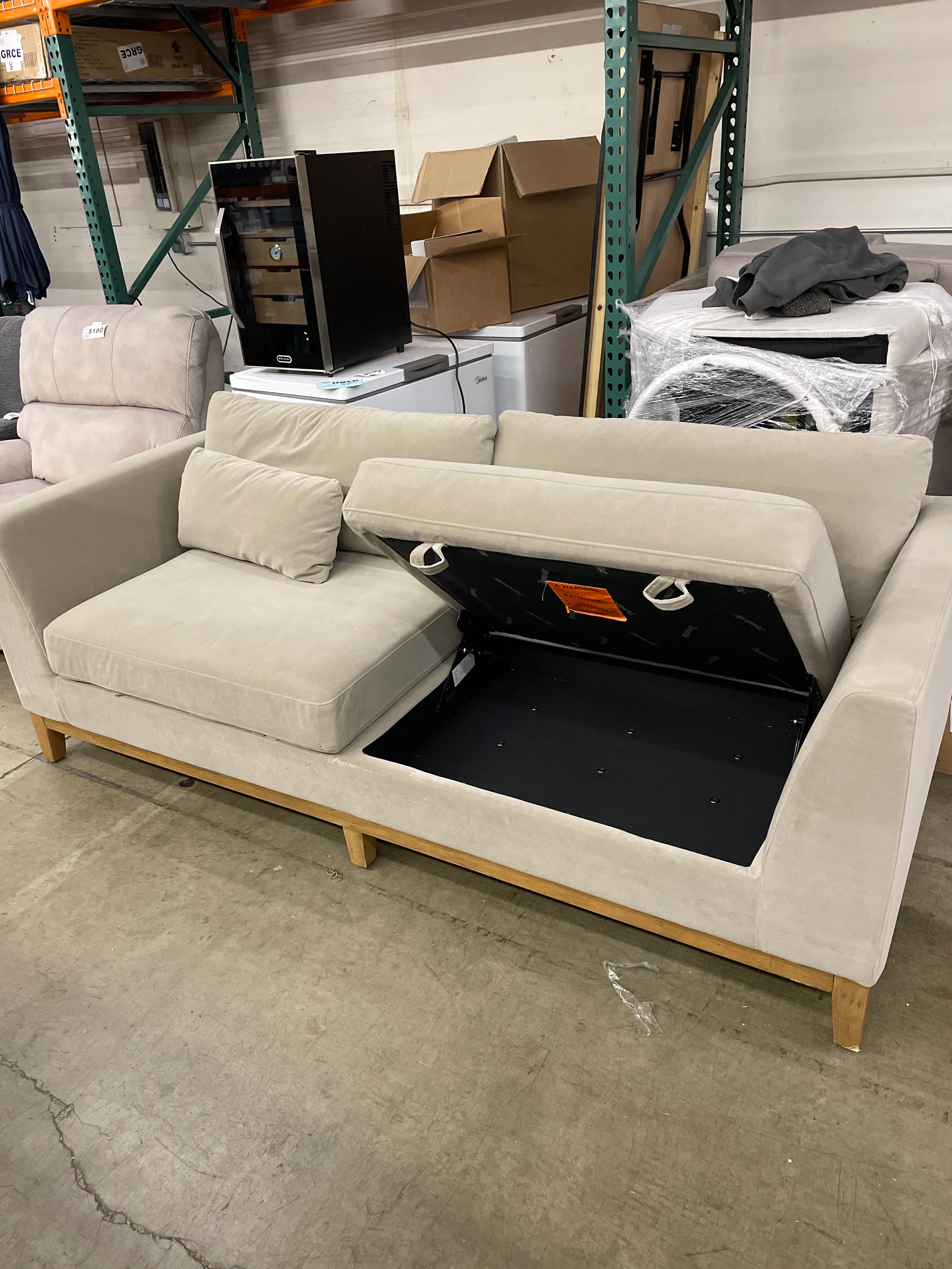 Thomasville Mokena Fabric Stationary Sofa with Storage - Retail $930 - Image 3