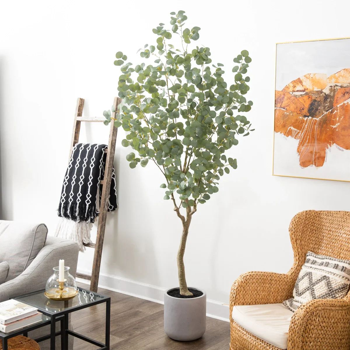 Faux 7.5ft Eucalyptus Tree - Retail $249 - Image 4