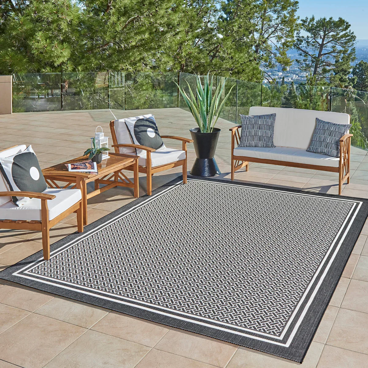 NEW - Naples 9X13 Indoor/Outdoor Area Rug, Ace Border - Retail $249 - Image 2