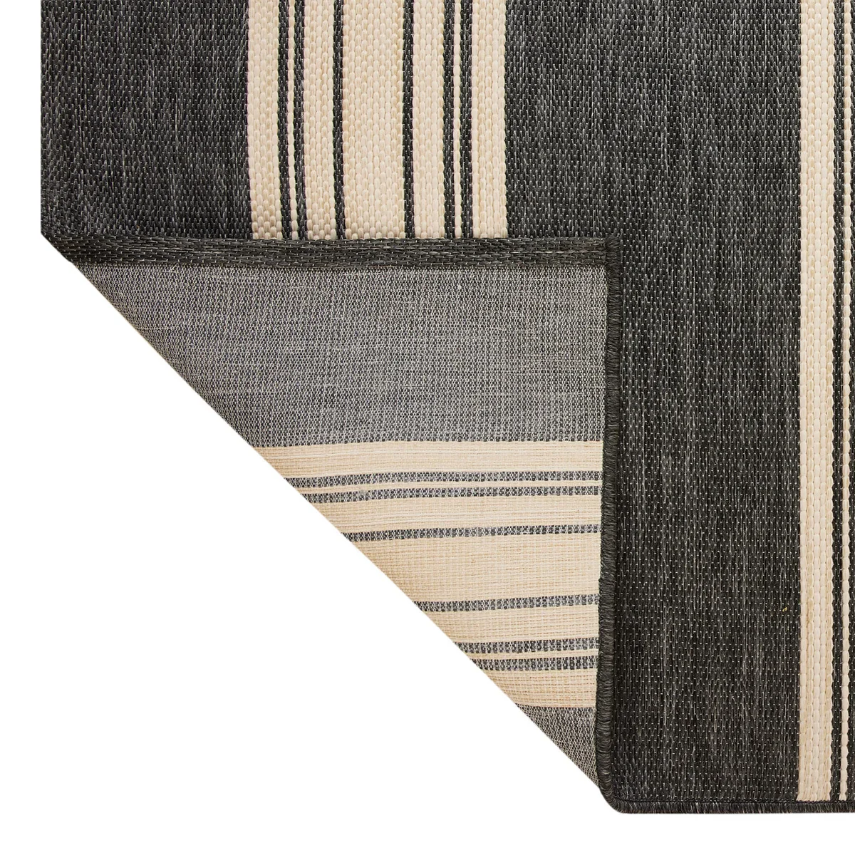 NEW - Mineral Springs 7 ft 3 in x 10 ft Outdoor Area Rug Huntington Stripe, Black & Ivory - Retail $179 - Image 3