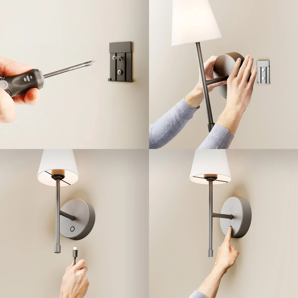 Globe Electric Wireless Rechargeable LED Integrated Wall Sconce 2-pack - Image 3