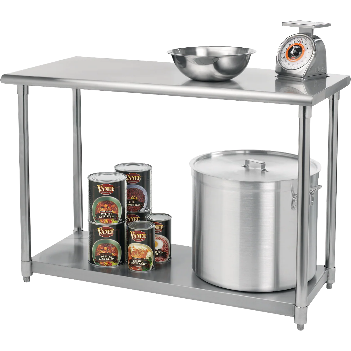 TRINITY NSF Prep/Work Table with Adjustable Shelf, 48"L x 24"W x 34-36"H, Stainless Steel - Image 2