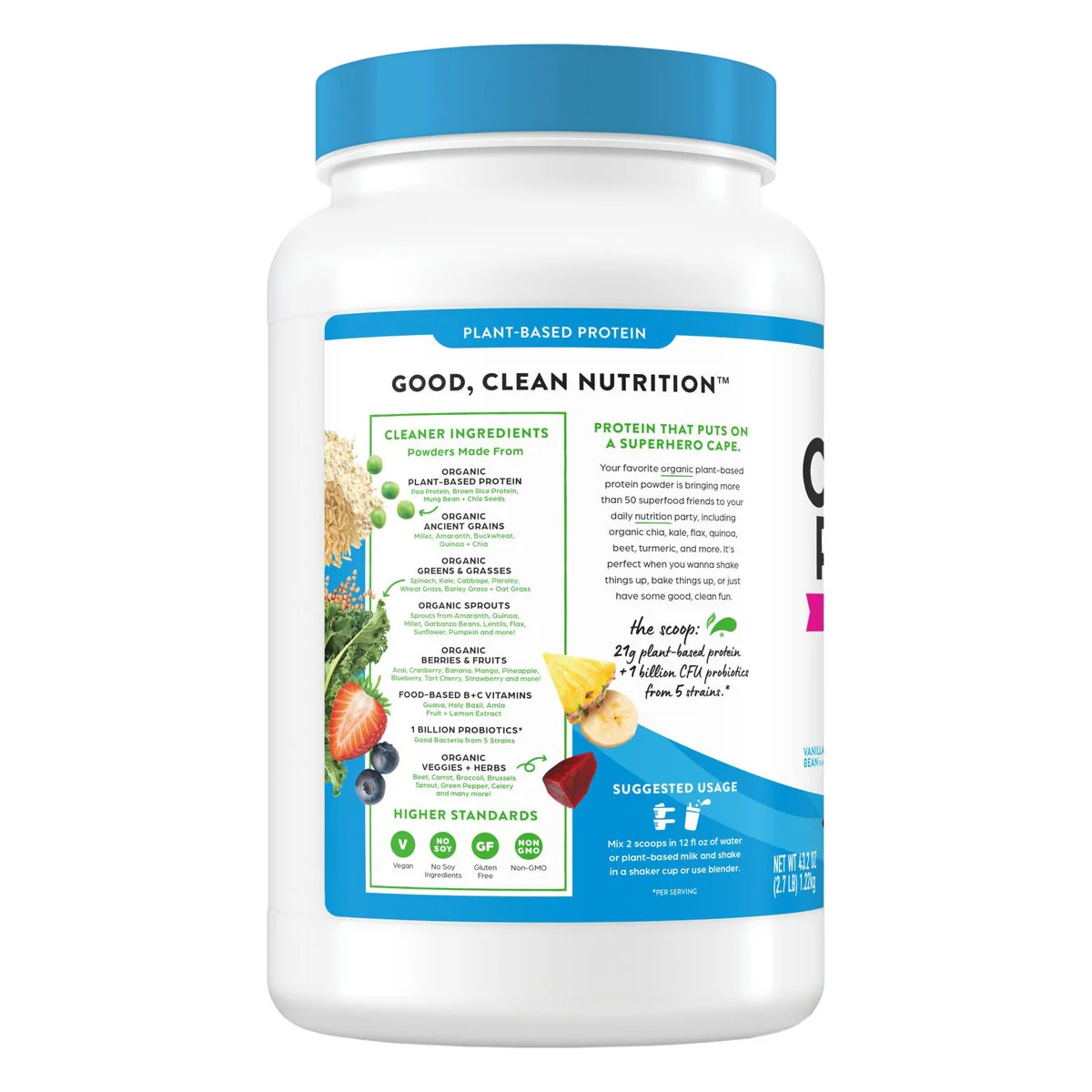 Orgain Organic Protein and Superfoods Plant Based Protein Powder, Vanilla Bean, 2.7 lbs - Image 2