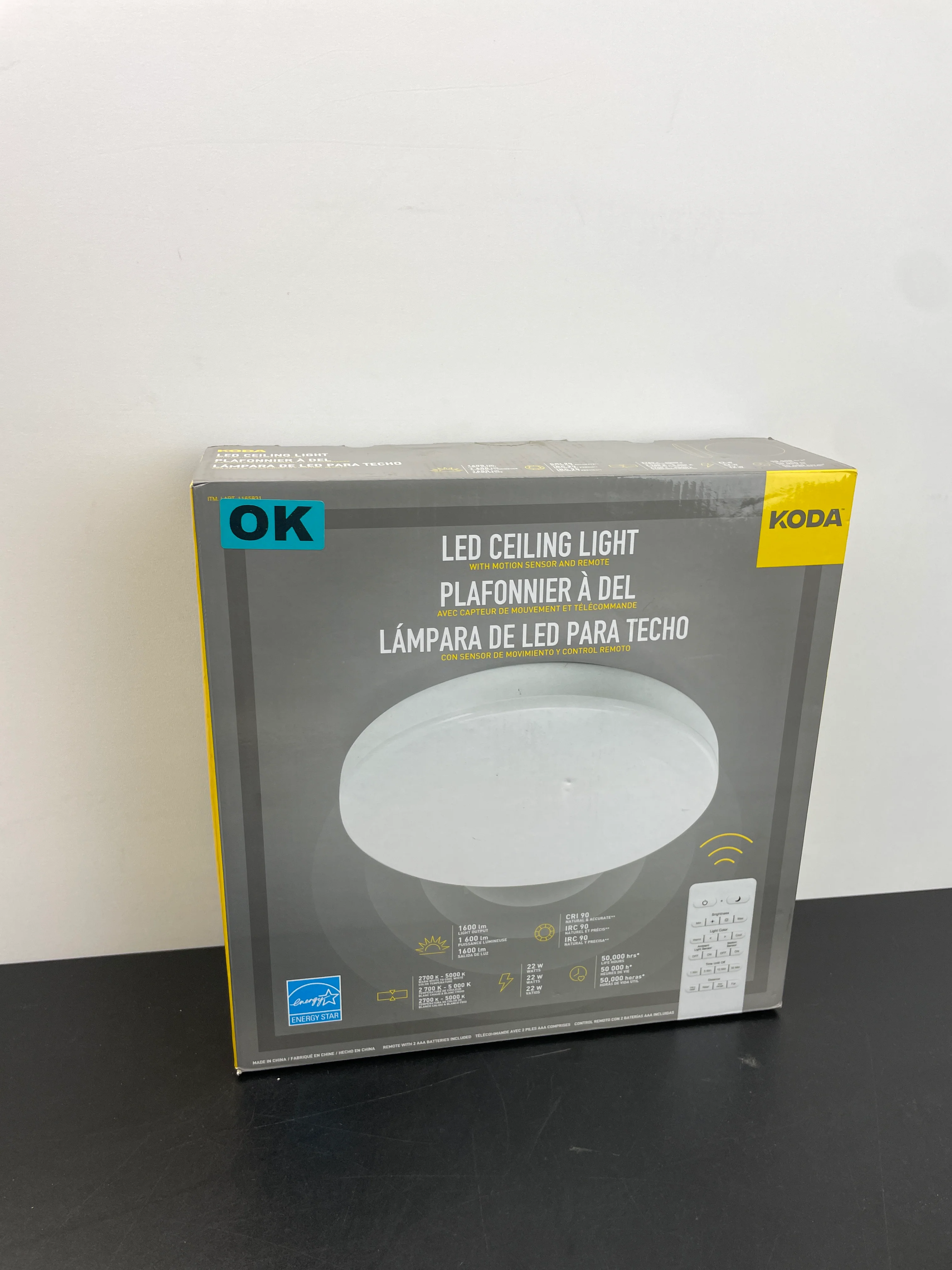 KODA 14" LED Ceiling Light with Motion Sensor and Adjustable Color - Retail $50 - Image 4