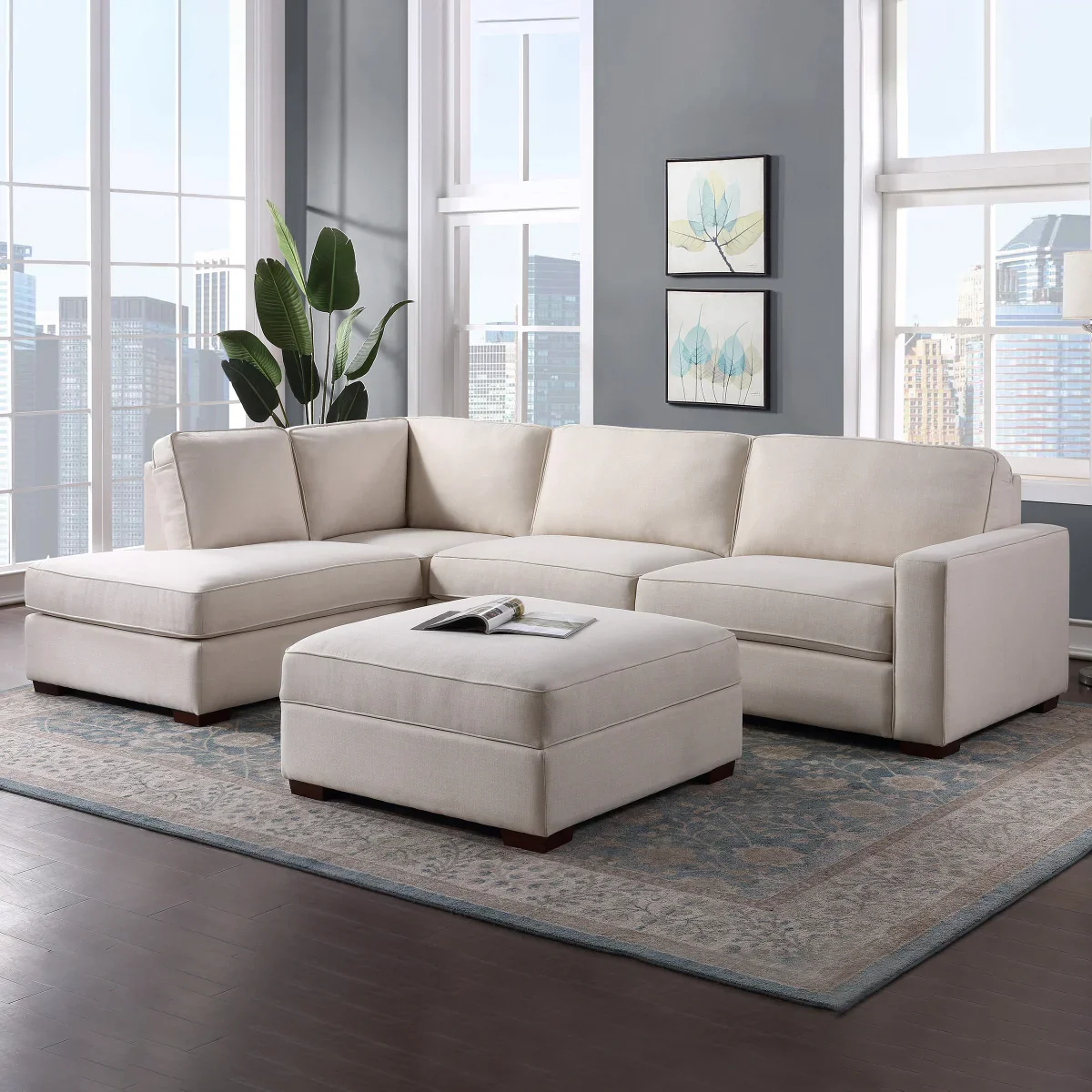 Abilen Fabric Sectional with Storage Ottoman - Retail $1099 - Image 2