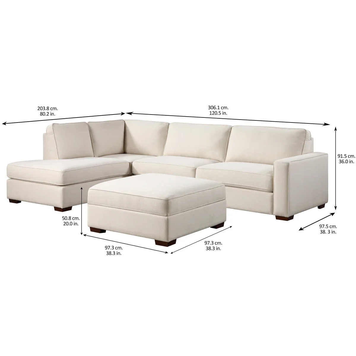 Abilen Fabric Sectional with Storage Ottoman - Retail $1099 - Image 3