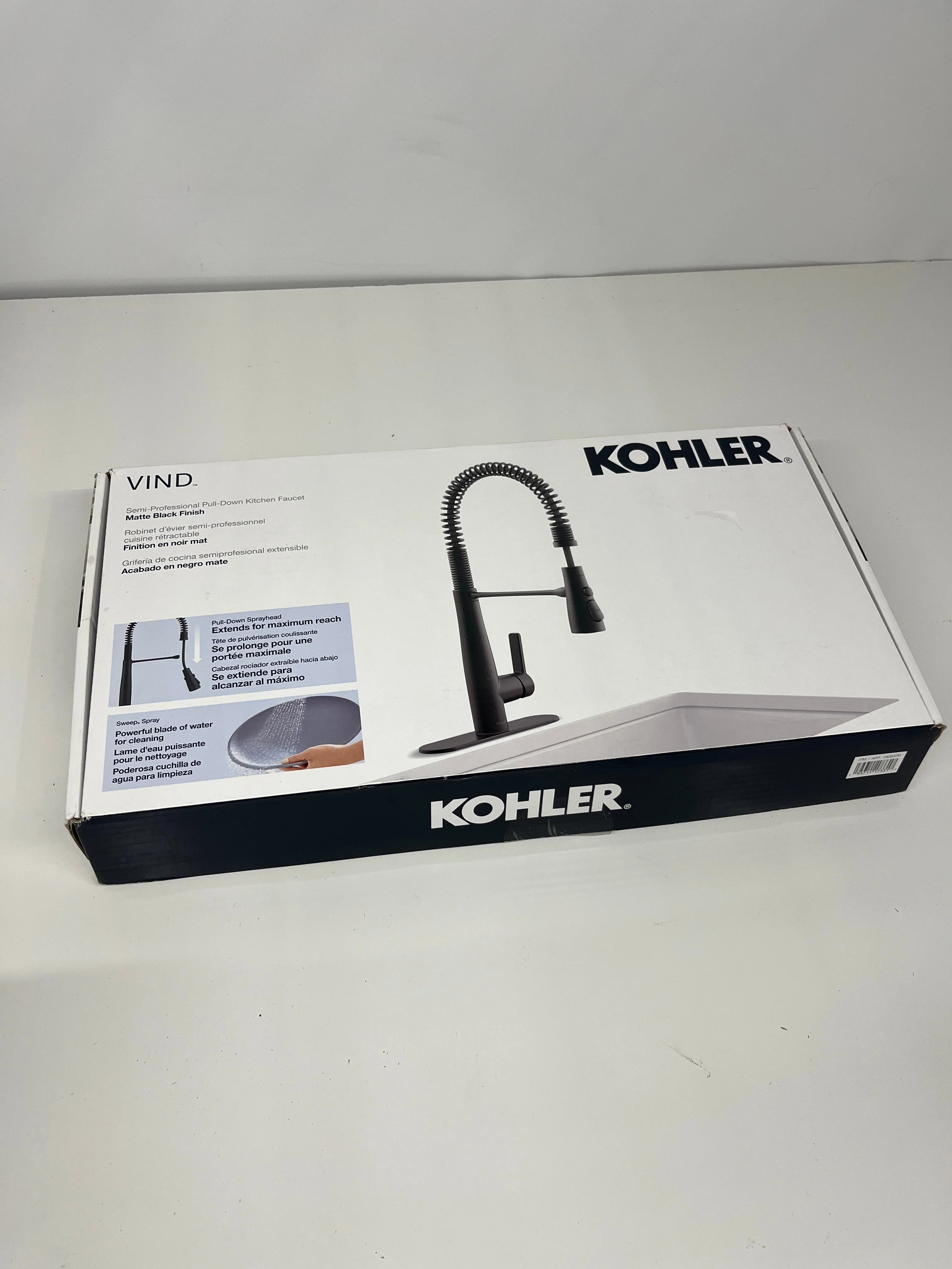NEW - Kohler Vind Matte Black Semi-Professional Pull-Down Kitchen Sink Faucet - Image 5