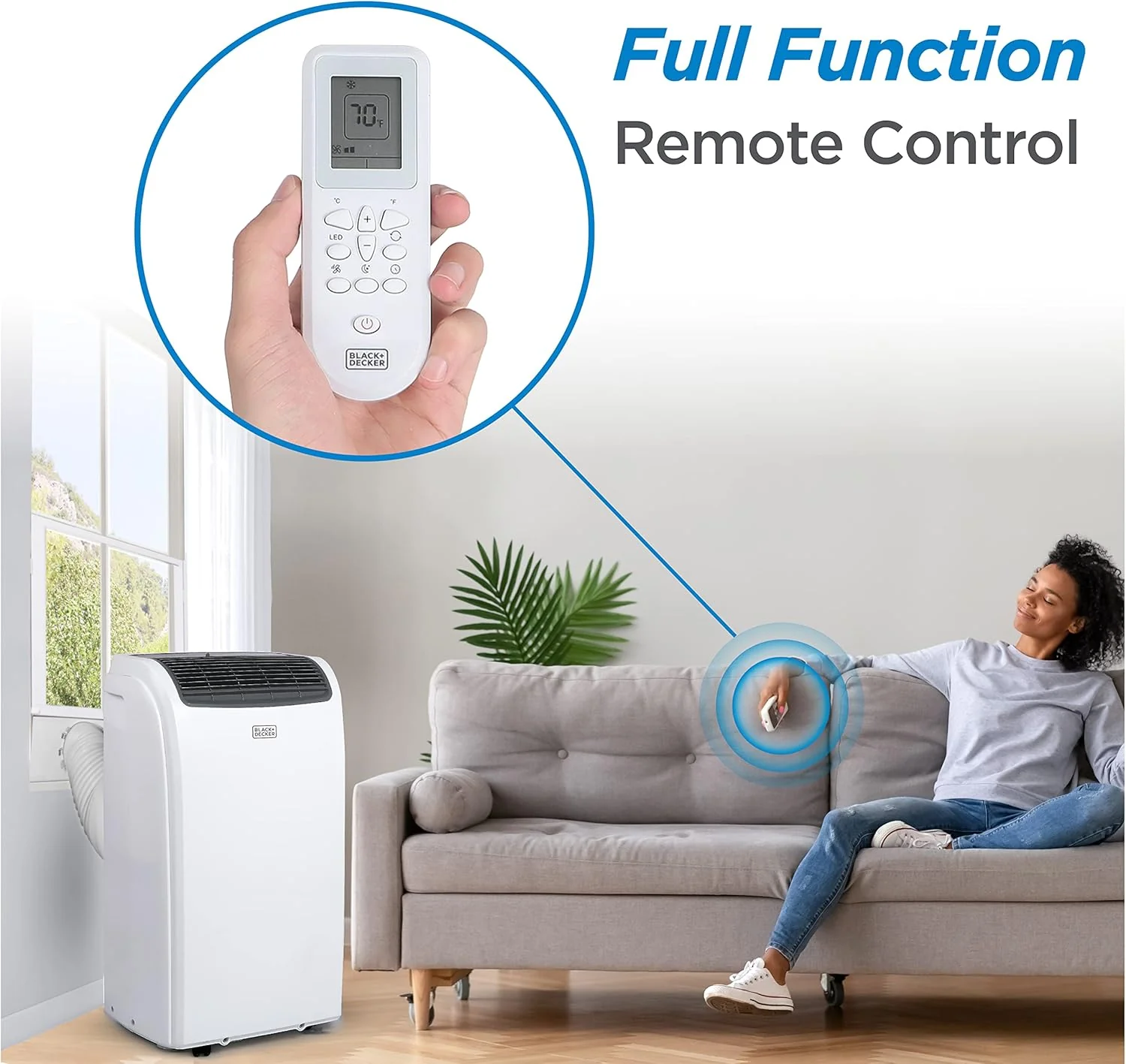 BLACK+DECKER 8,000 BTU Portable Air Conditioner for Rooms up to 350 Sq. with Remote Control, White - Image 3