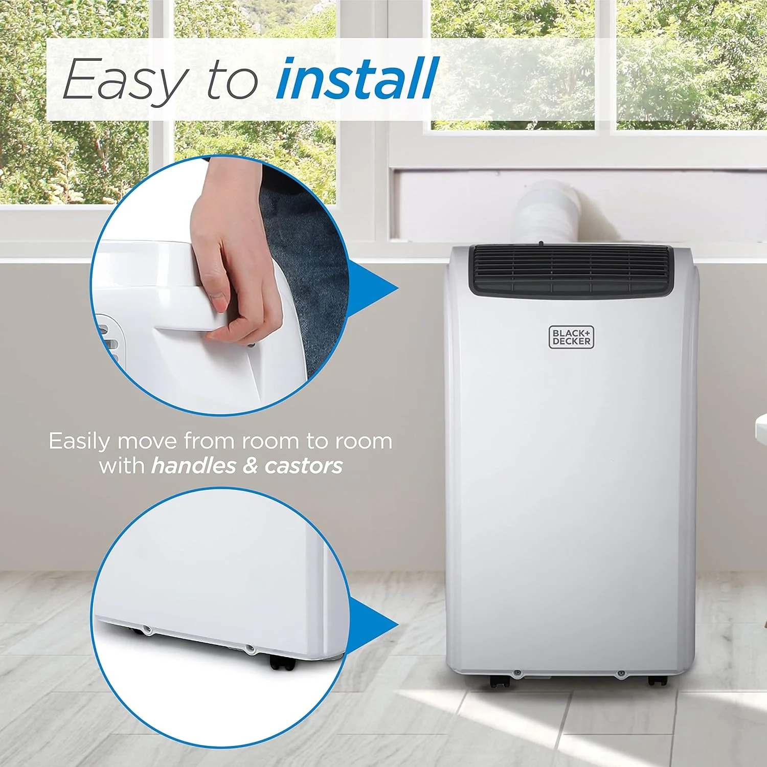BLACK+DECKER 8,000 BTU Portable Air Conditioner for Rooms up to 350 Sq. with Remote Control, White - Image 7