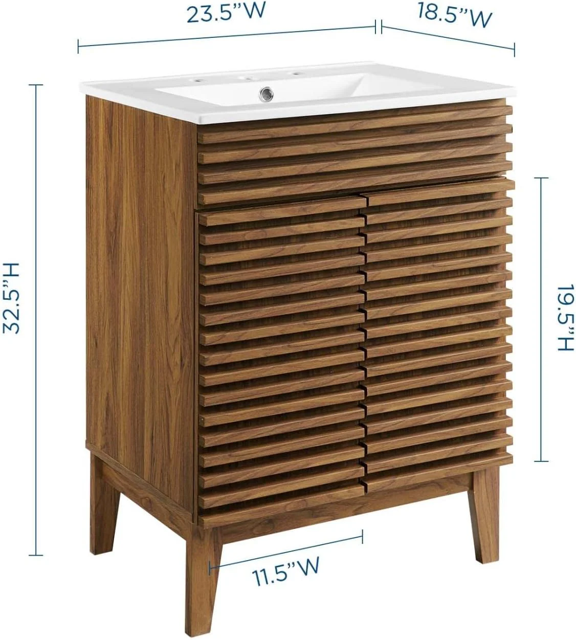 Modway Render Mid-Century Bathroom Vanity in Walnut,24 Inch - Image 2