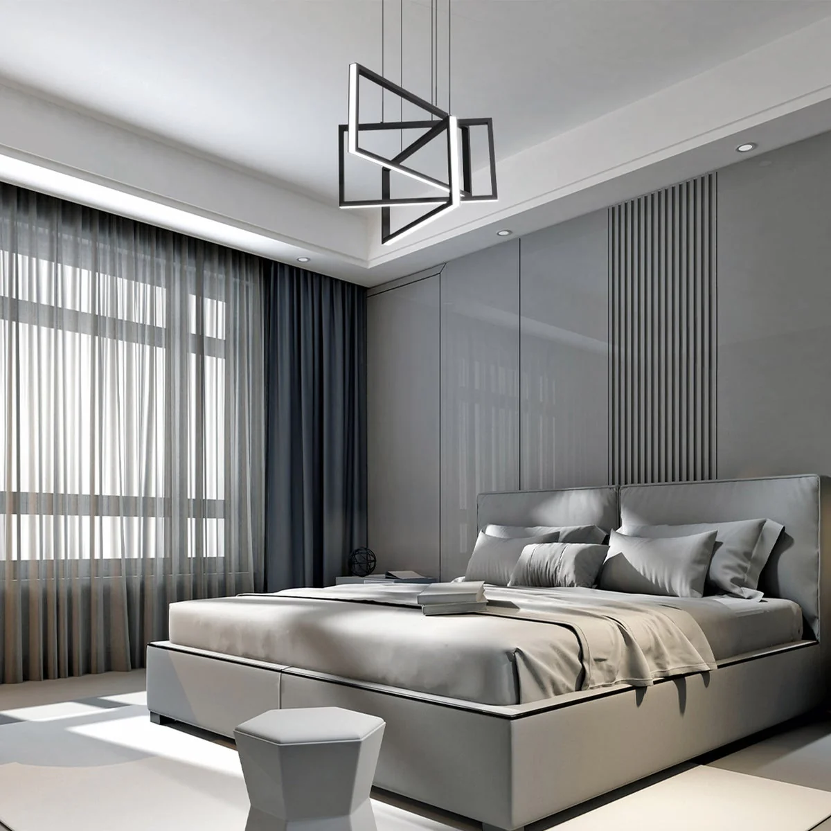 Feit 3-Rectangle Chandelier - Retail $100 - Image 2