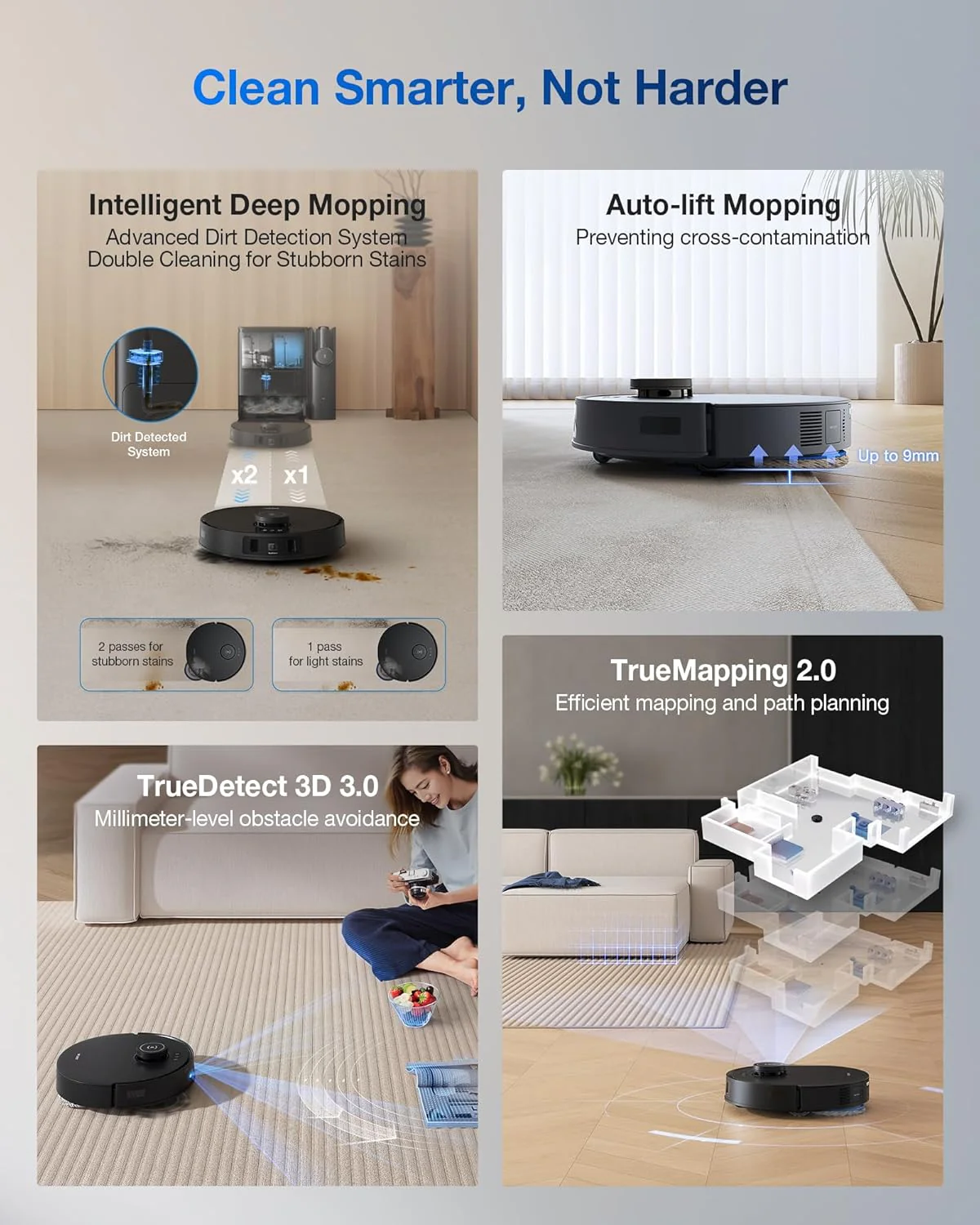 NEW - ECOVACS DEEBOT T30S Combo Robot Vacuum and Mop, All-in-One Cleaning Hub, 11000Pa, ZeroTangle Technology, TruEdge Adaptive Edge Mopping, Dual Self-Emptying, Hot Water Mop Washing, Auto-Mop Lifting - Retail $1199 - Image 2