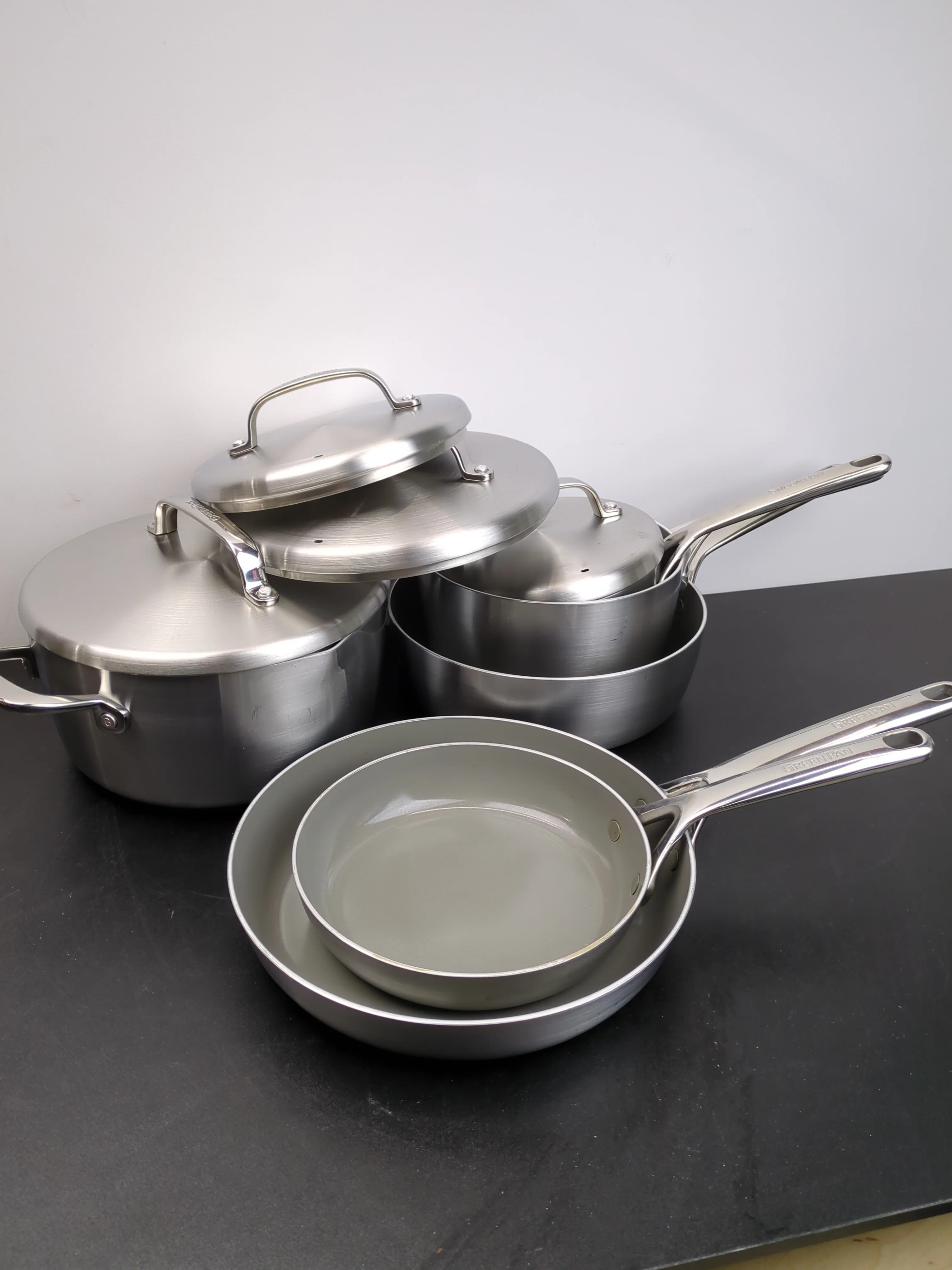 GreenPan GP5 Ceramic Non-Stick Stainless Steel 10-piece Cookware Set - Retail $379 - Image 8