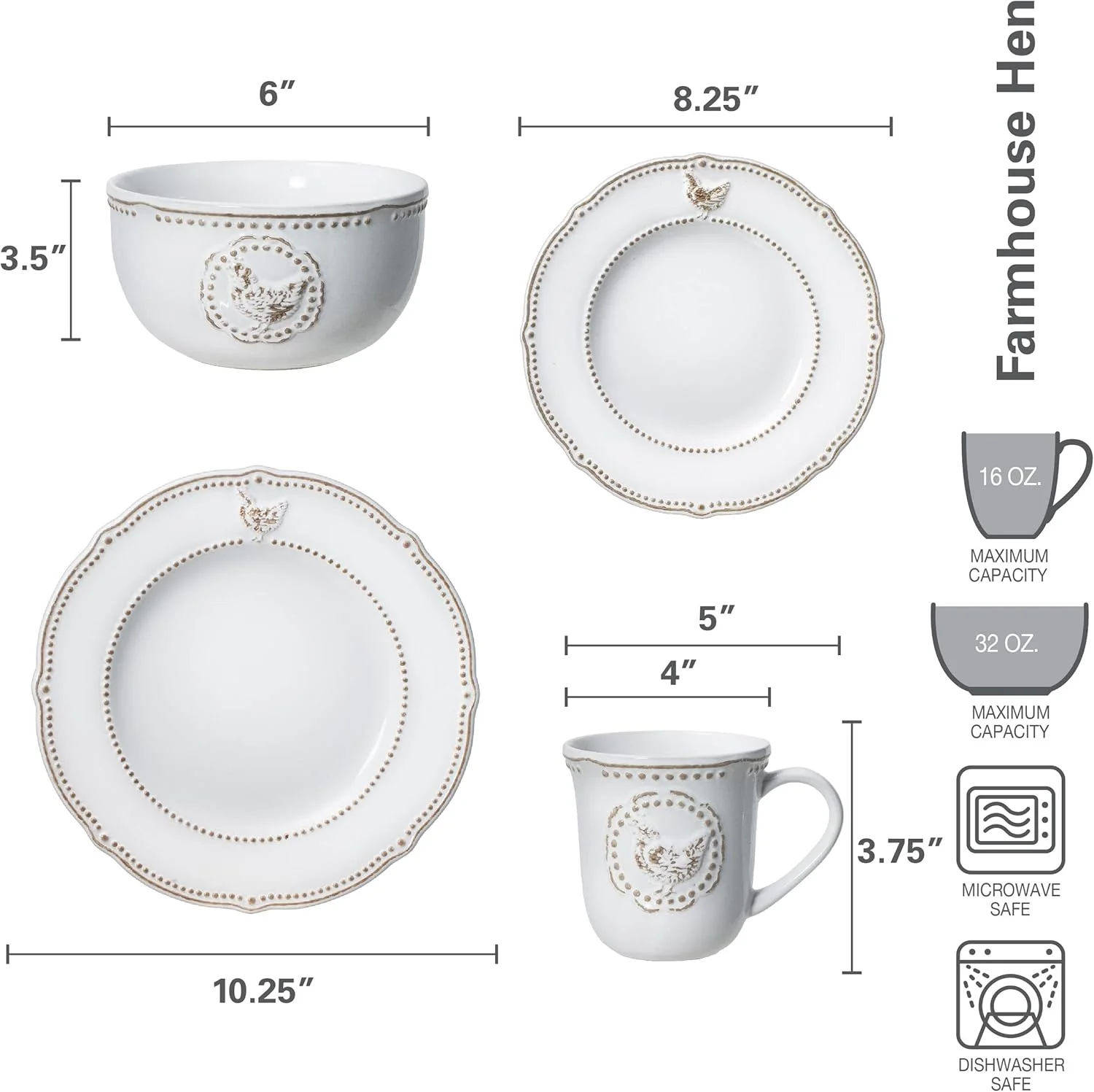 NEW - Pfaltzgraff Farmhouse Dinnerware Set (16 Piece) - Retail $119 - Image 3