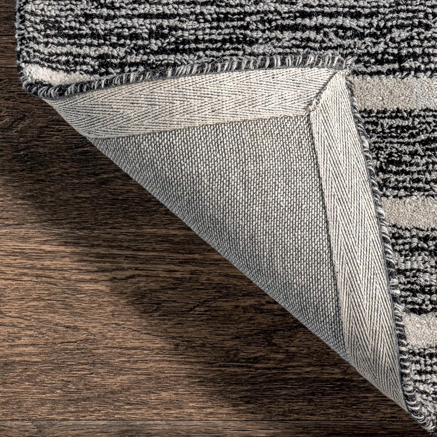 NEW - nuLOOM Narelle Multi Striped Wool Area Rug, 4x6, Dark Grey - Retail $119 - Image 3
