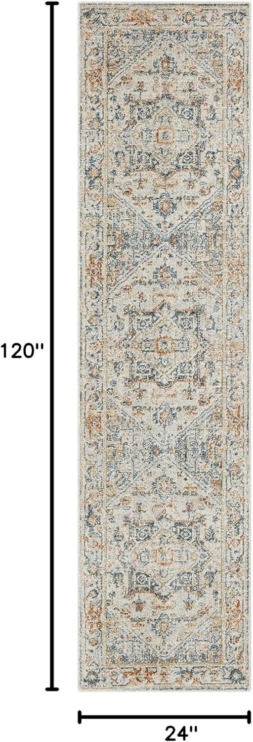 NEW - Mohawk Home Cassandra Abstract Geometric, Ornamental Denim Blue 2' x 10' Area Rug Perfect for Living Room, Dining Room, Office - Retail $28 - Image 2