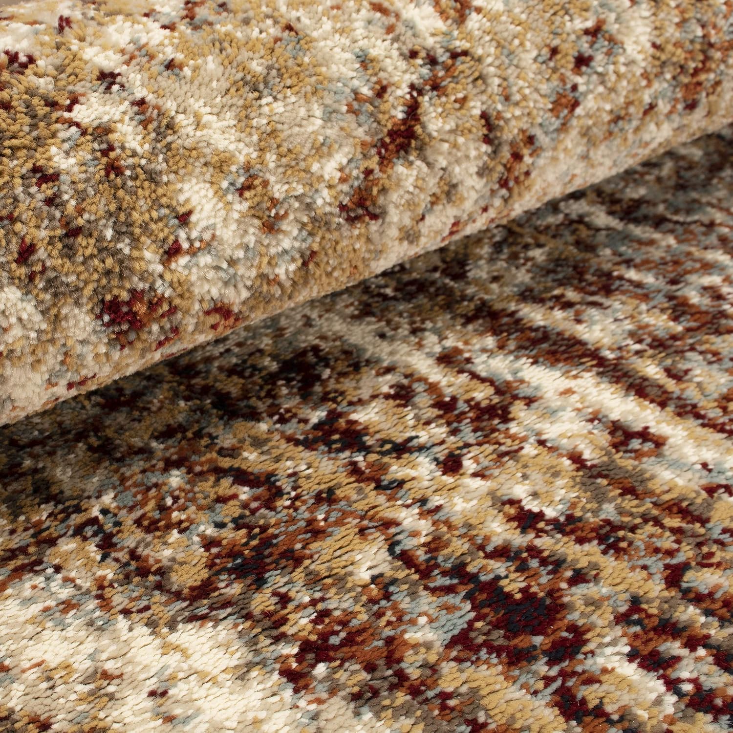 NEW - Superior Indoor Area Rug with Jute Backing, Soft Vintage Floor Decor for Hallway, Entryway, Living/Dining Room, Kitchen, Bedroom, Office, Moroccan Aesthetic, Salford Collection - 4ft x 6ft, Maroon - Retail $33 - Image 3