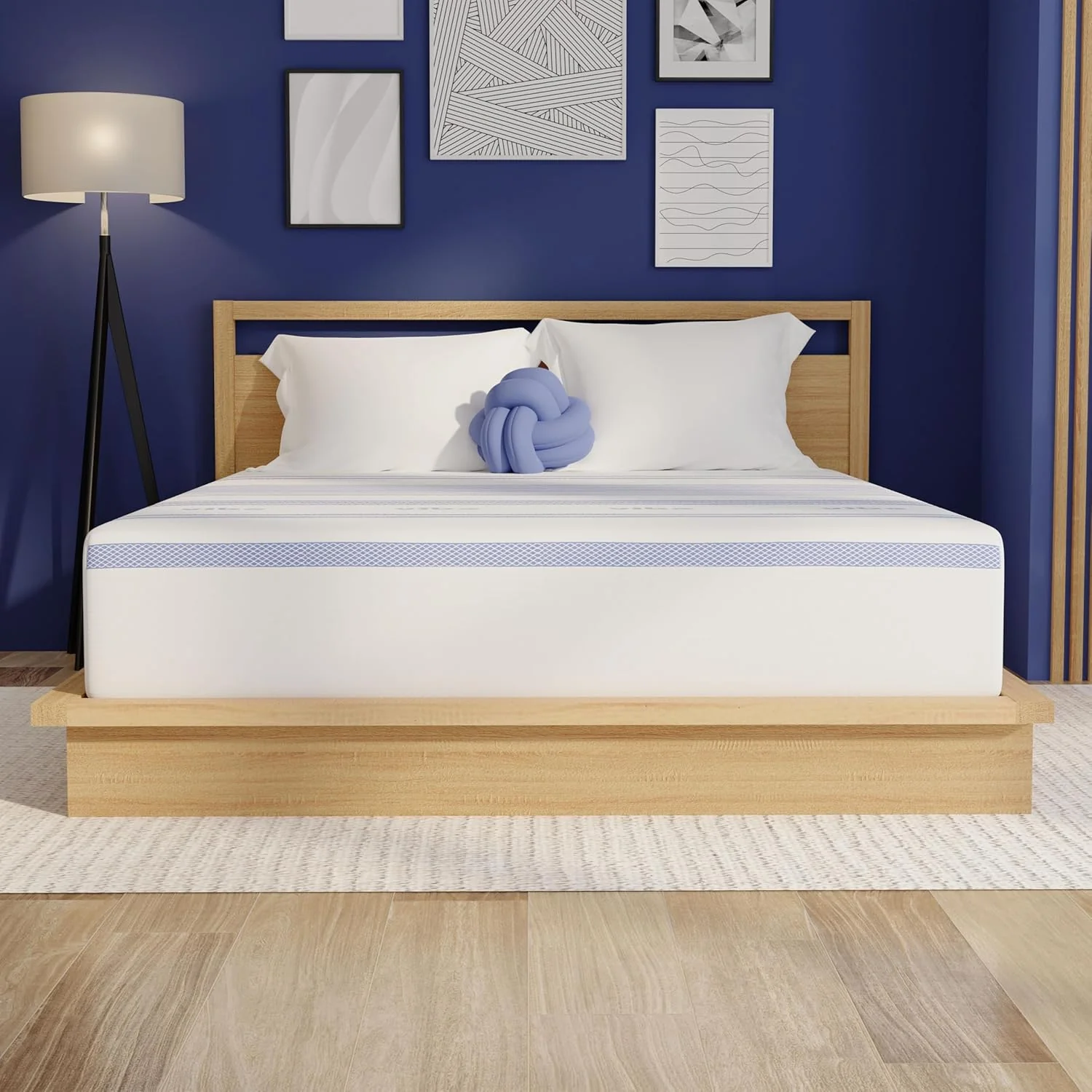 NEW - Vibe QUEEN 12 in Gel Memory Foam Mattress, 12-Inch CertiPUR-US Certified Bed-in-a-Box, Queen, White - Retail $379