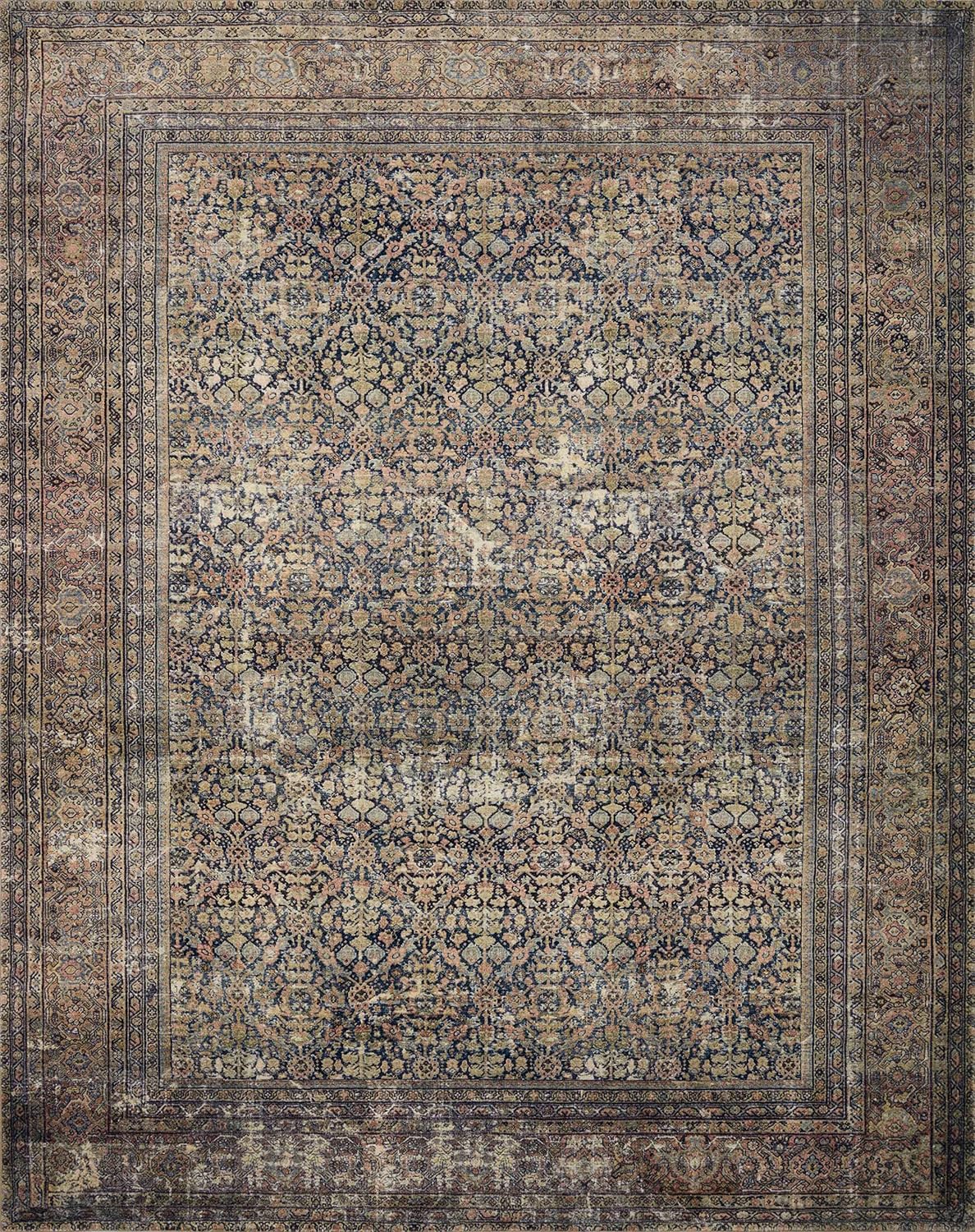 NEW - Loloi Amber Lewis Morgan 7ft-3in x 9ft-3in Area Rug in Denim/Multi - Large Area Rug, Neutral Area Rug for Room Décor, Vintage Rug Inspired, Soft Area Rug for Living Room, Bedroom, Dining Area - Retail $589