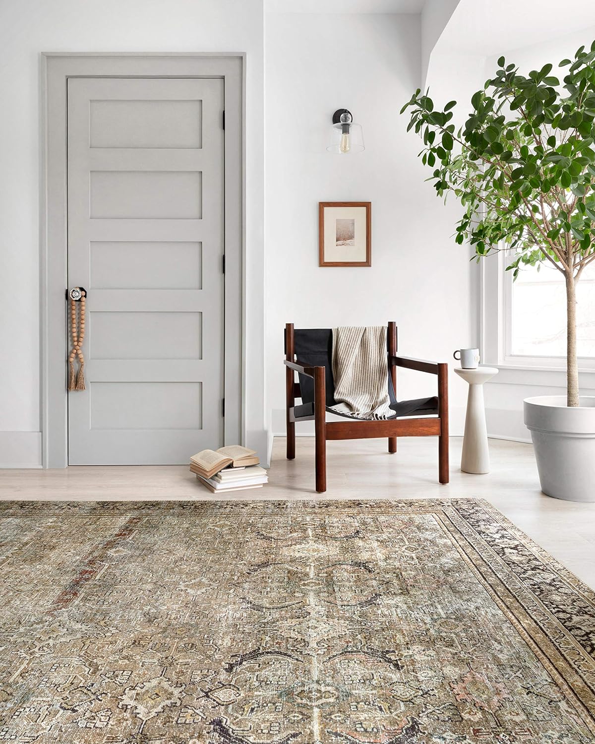 NEW - Loloi Layla 5 ft x 7 ft -6 in Area Rug in Olive/Charcoal - Thick Area Rug, Soft Area Rug with, Vintage Inspired Distressed Design, Low Pile, Non-Shedding, Easy Clean, Durable Living Room Rug - Image 3